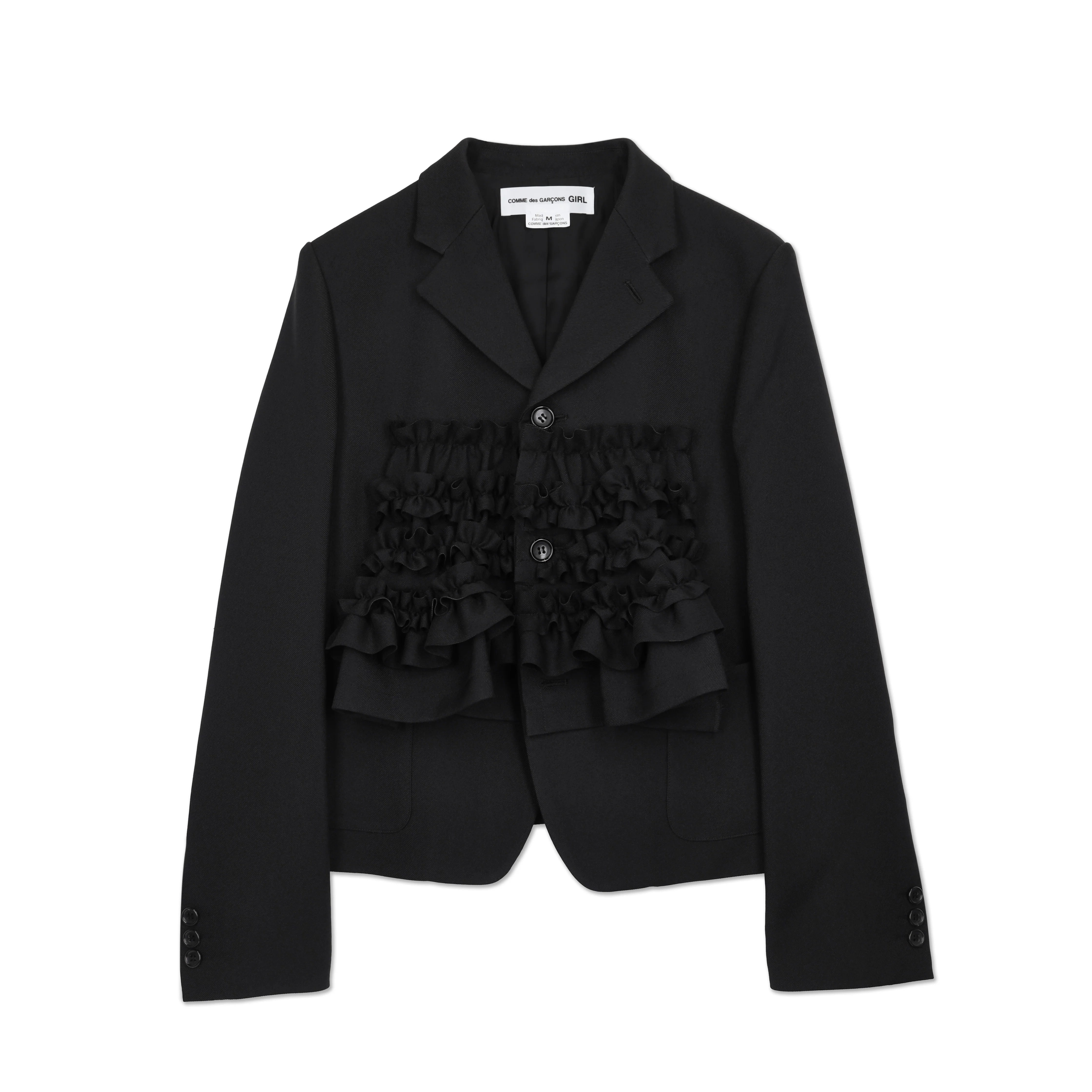Black Front Frill Trim Jacket