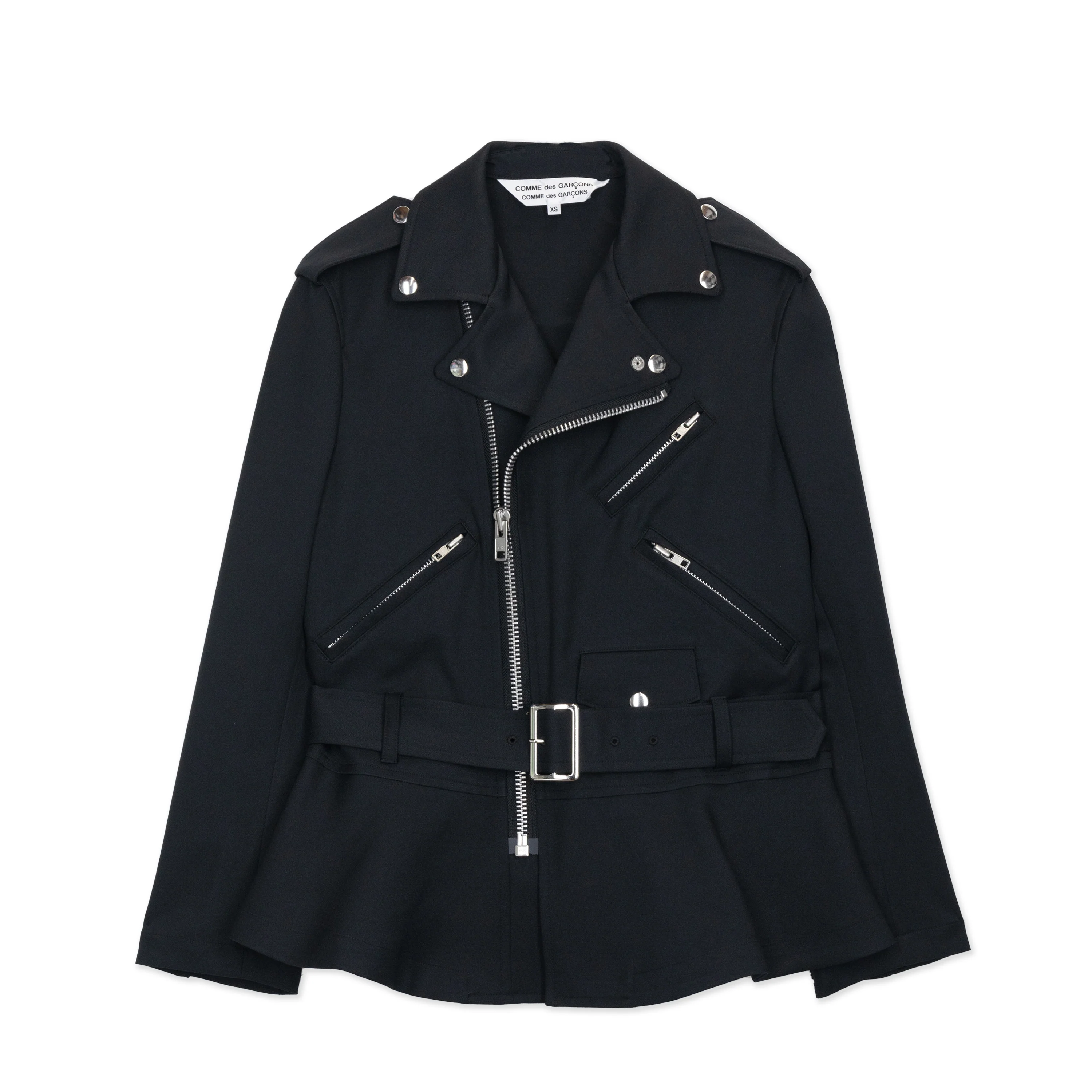 Black Polyester Biker Jacket