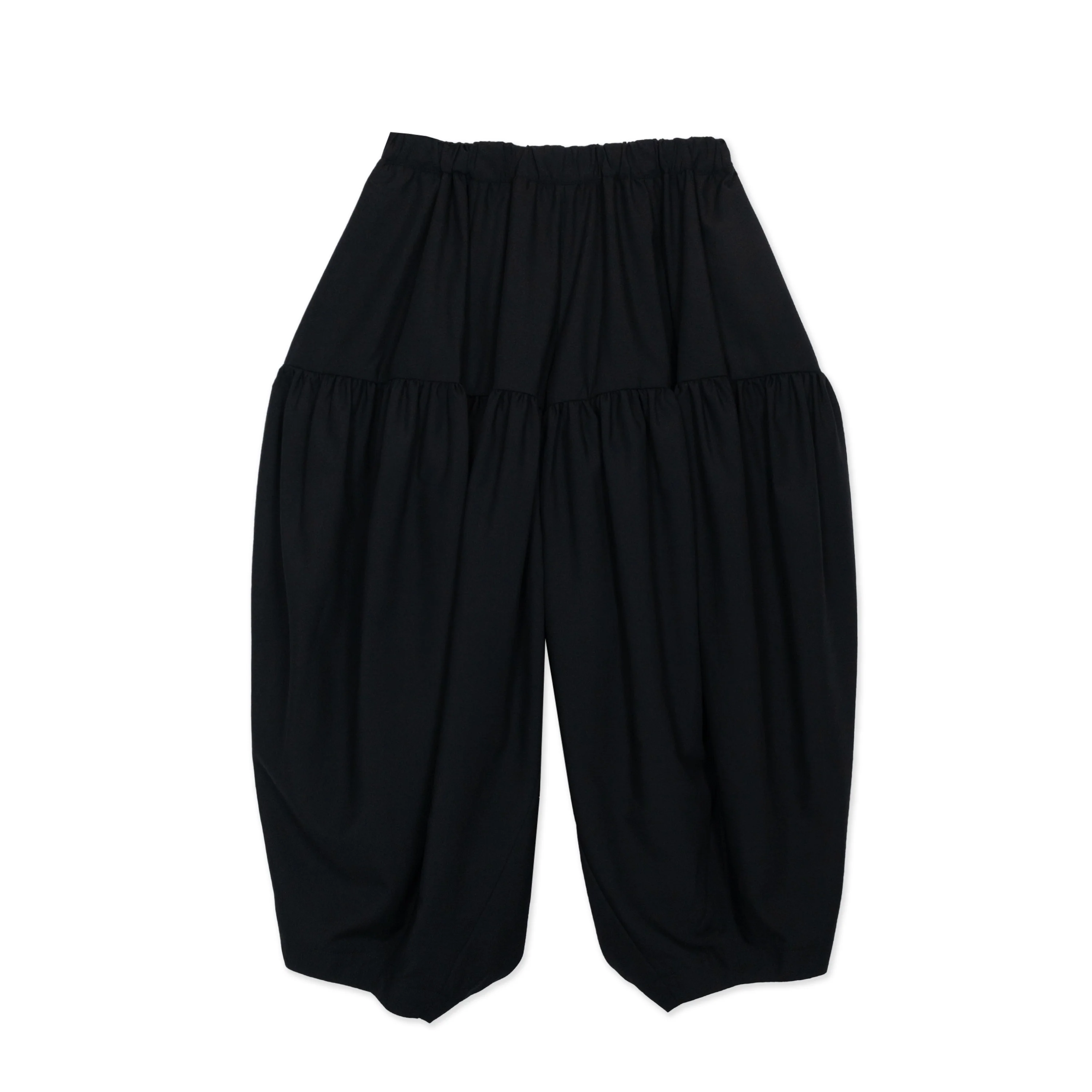 Black Polyester Gathered Leg Pant