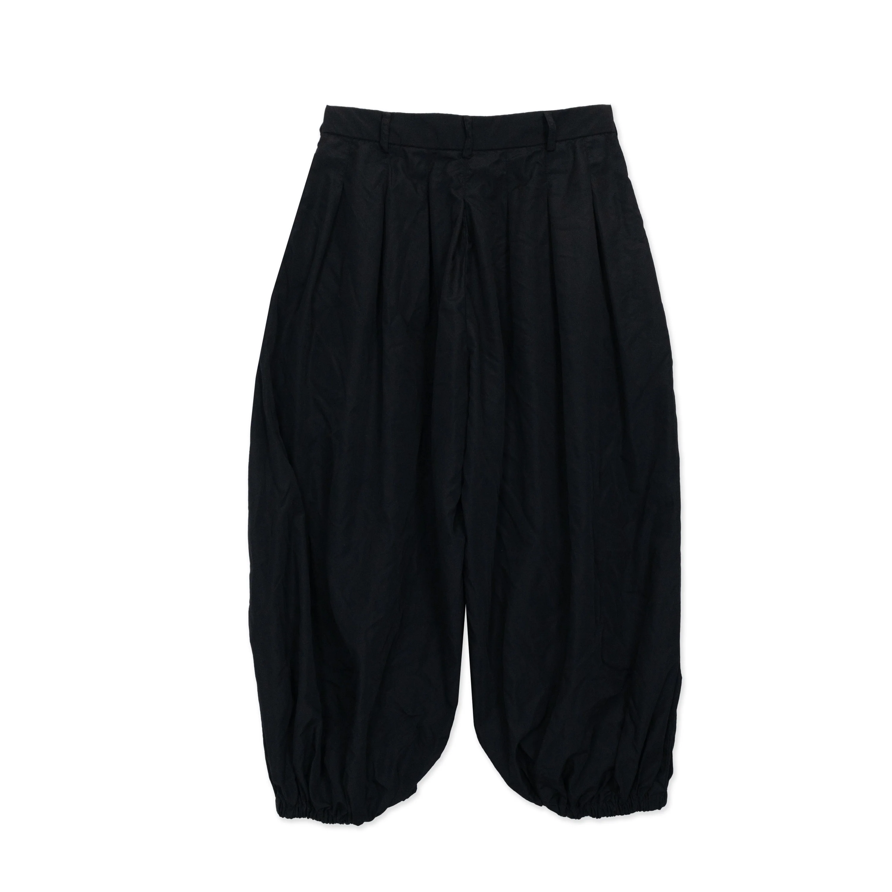 Black Polyester Pleated Balloon Pant - Image 2