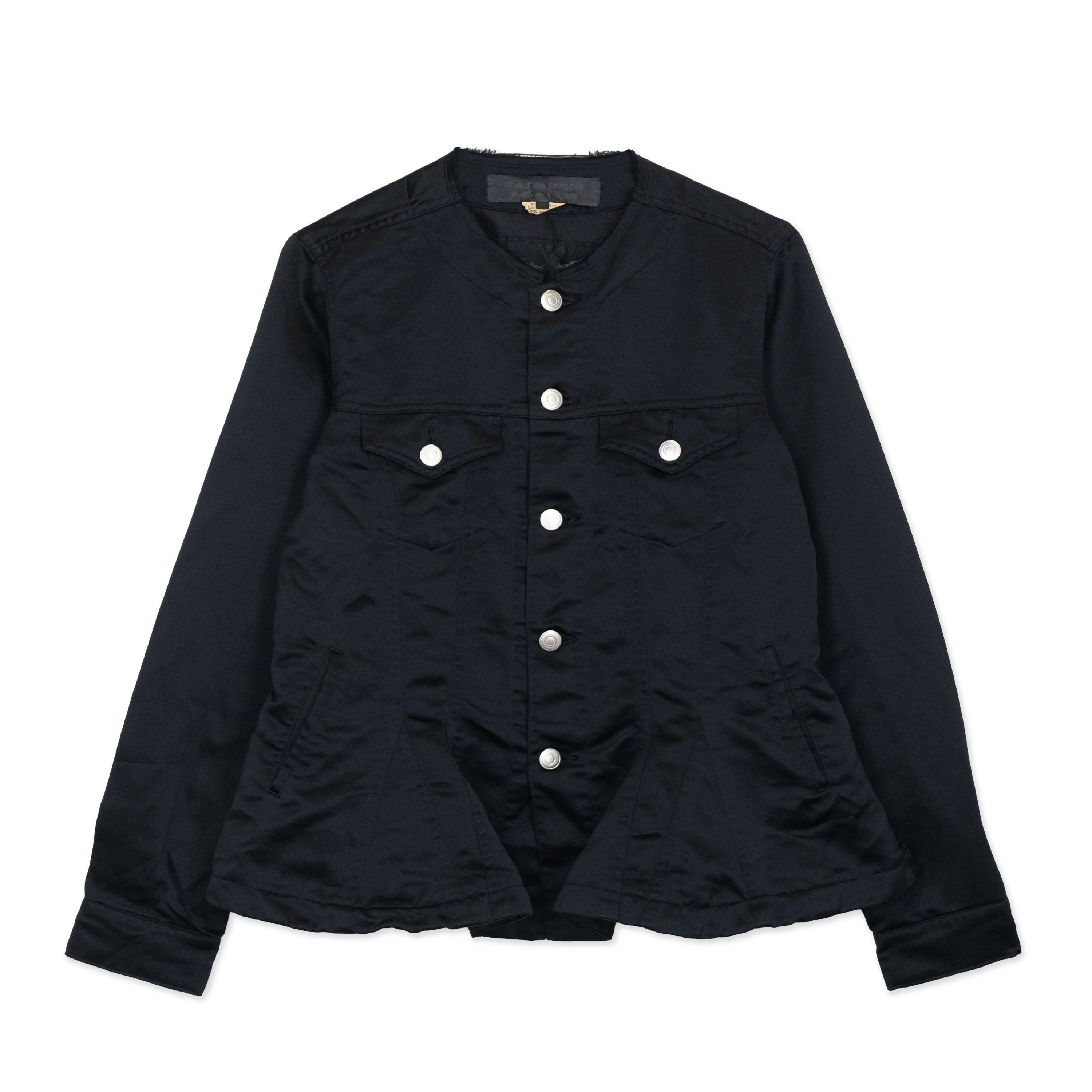 Black Satin Cut Away Collar Jacket