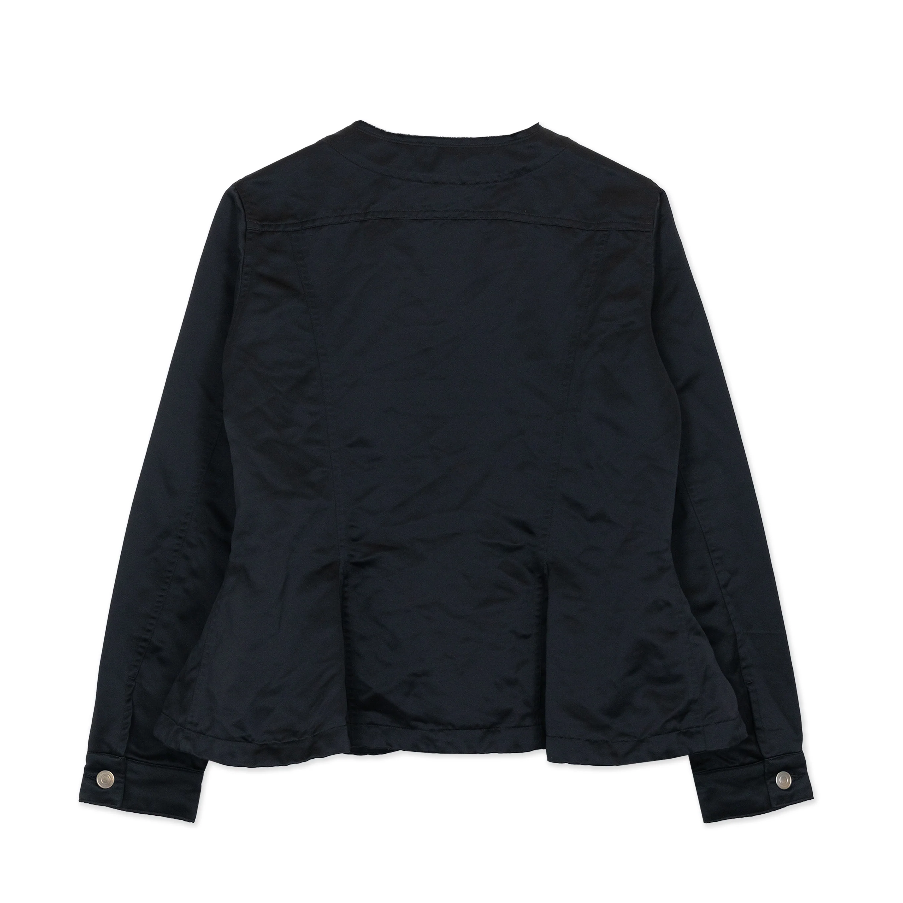 Black Satin Cut Away Collar Jacket - Image 2