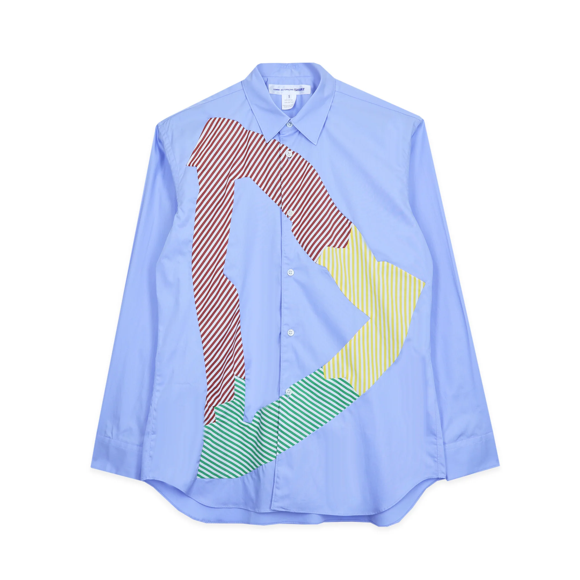 Blue x Mixed Stripe Patchwork Shirt