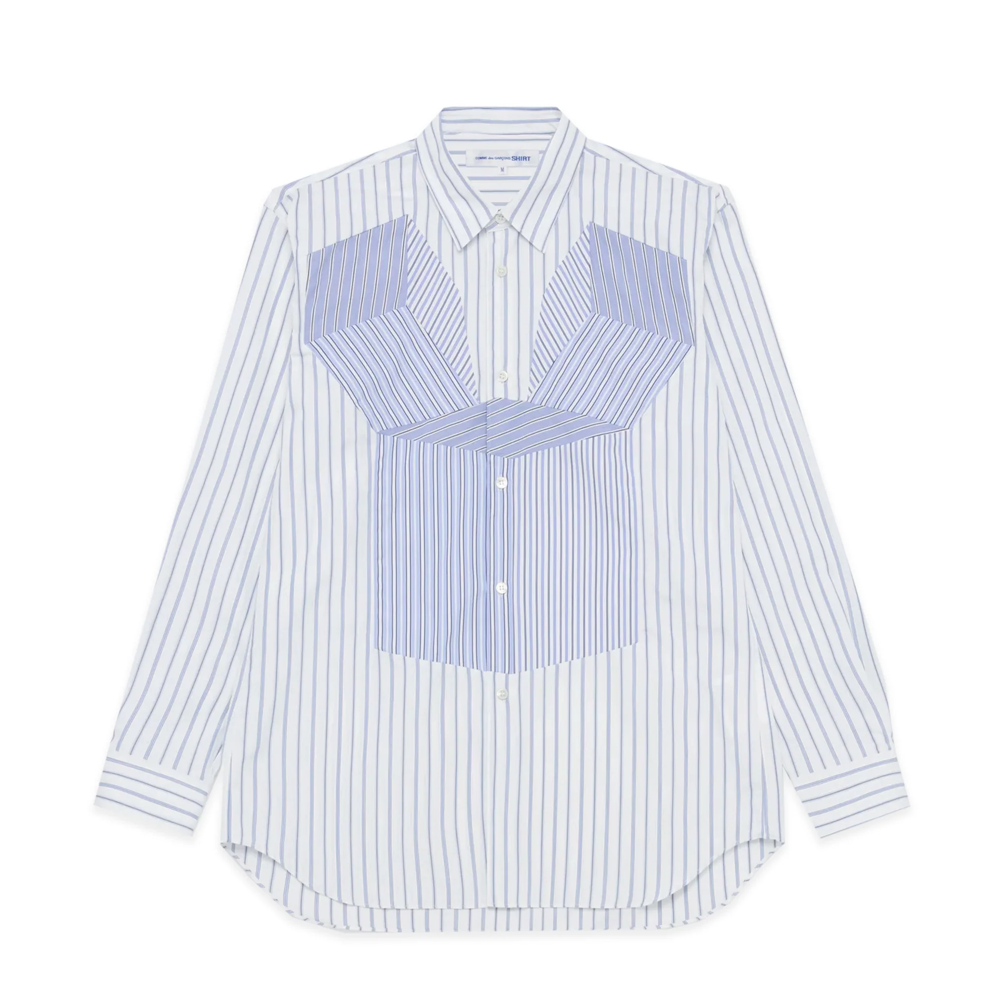 Blue x White Stripe Patchwork Shirt