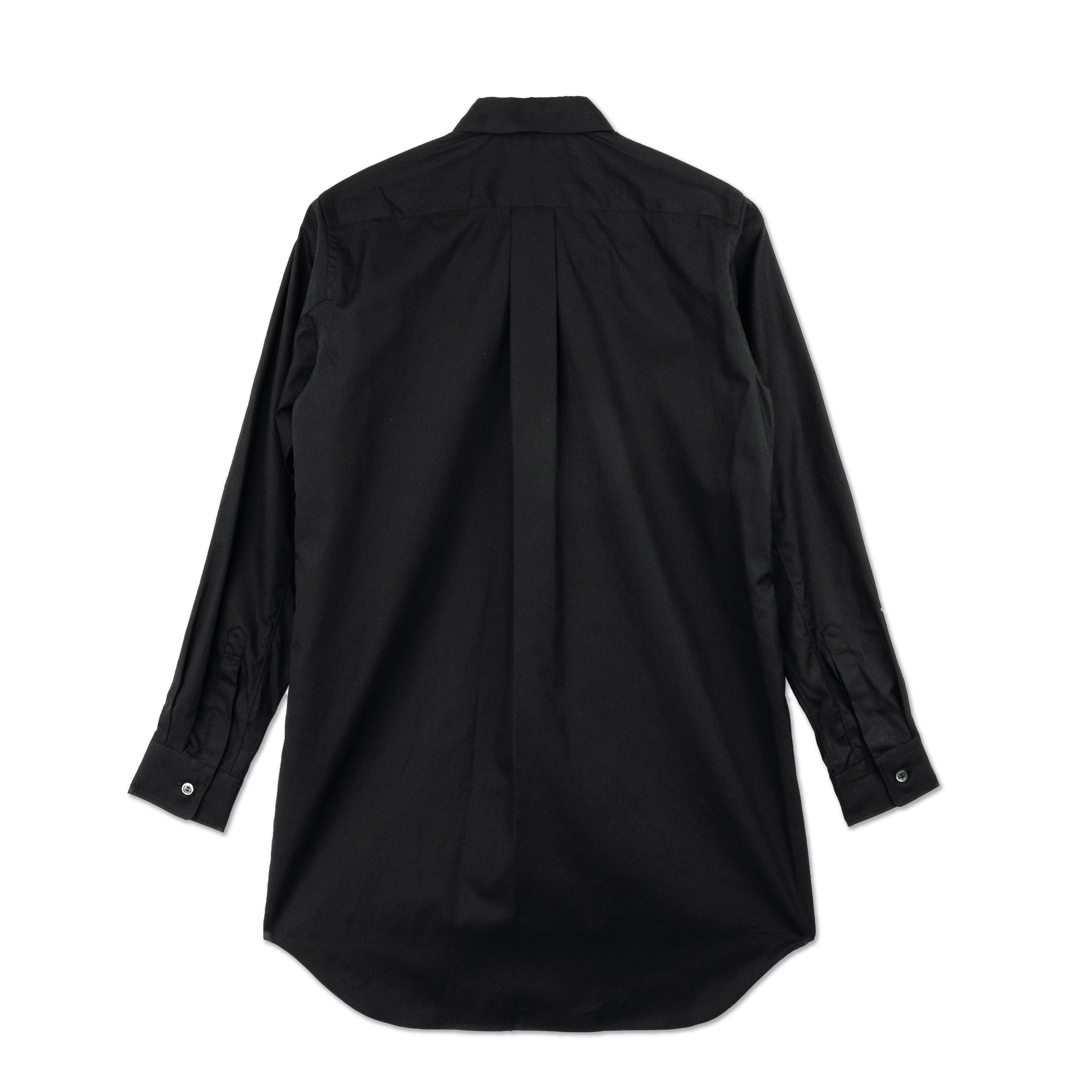 Cotton Broad Longline Shirt Black - Image 2