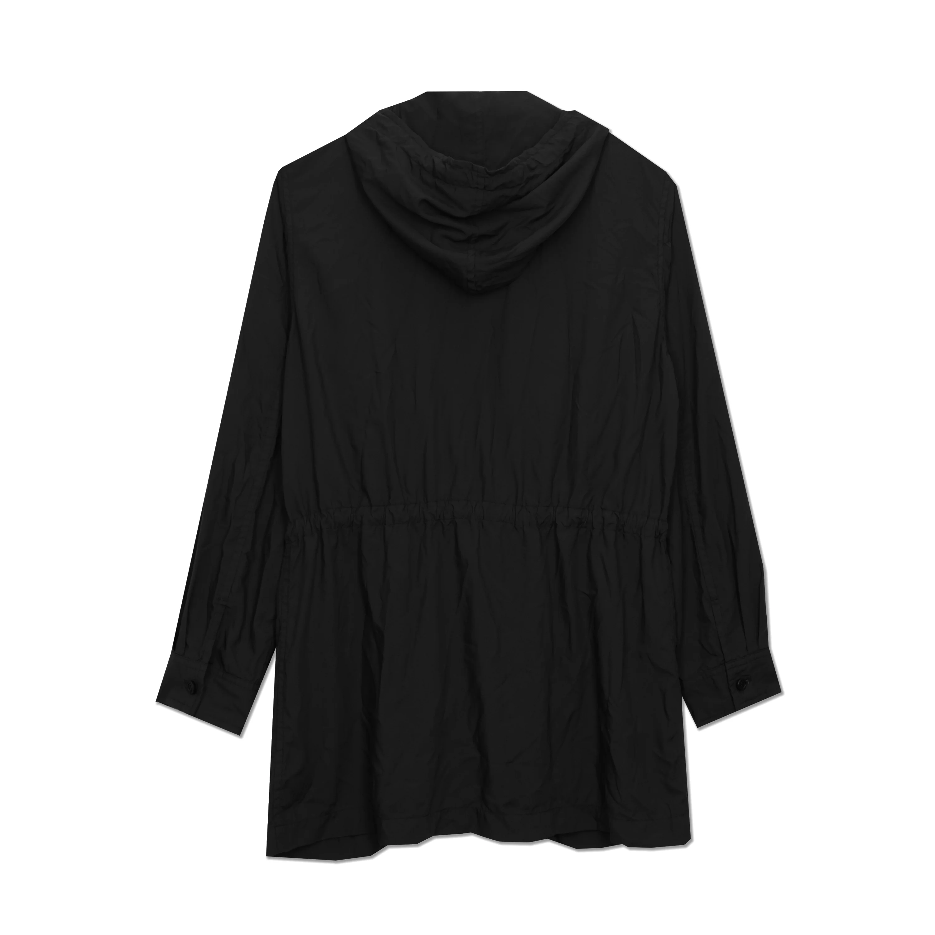 Crushed Polyester Hooded Parka Black - Image 2