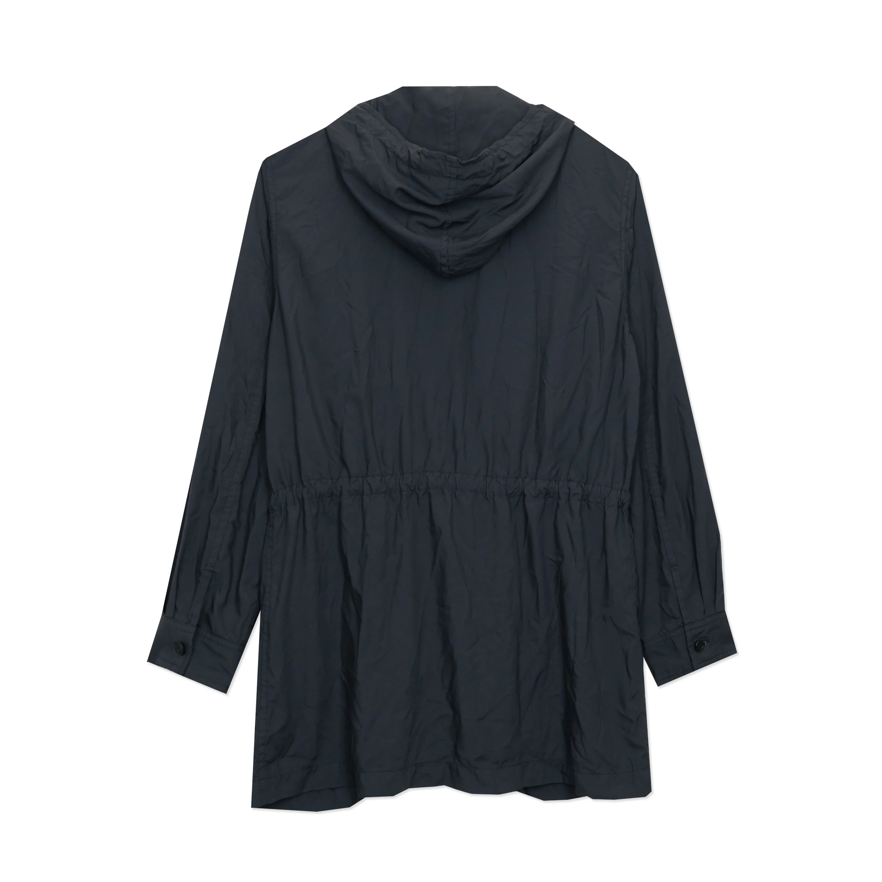 Crushed Polyester Hooded Parka Grey - Image 2