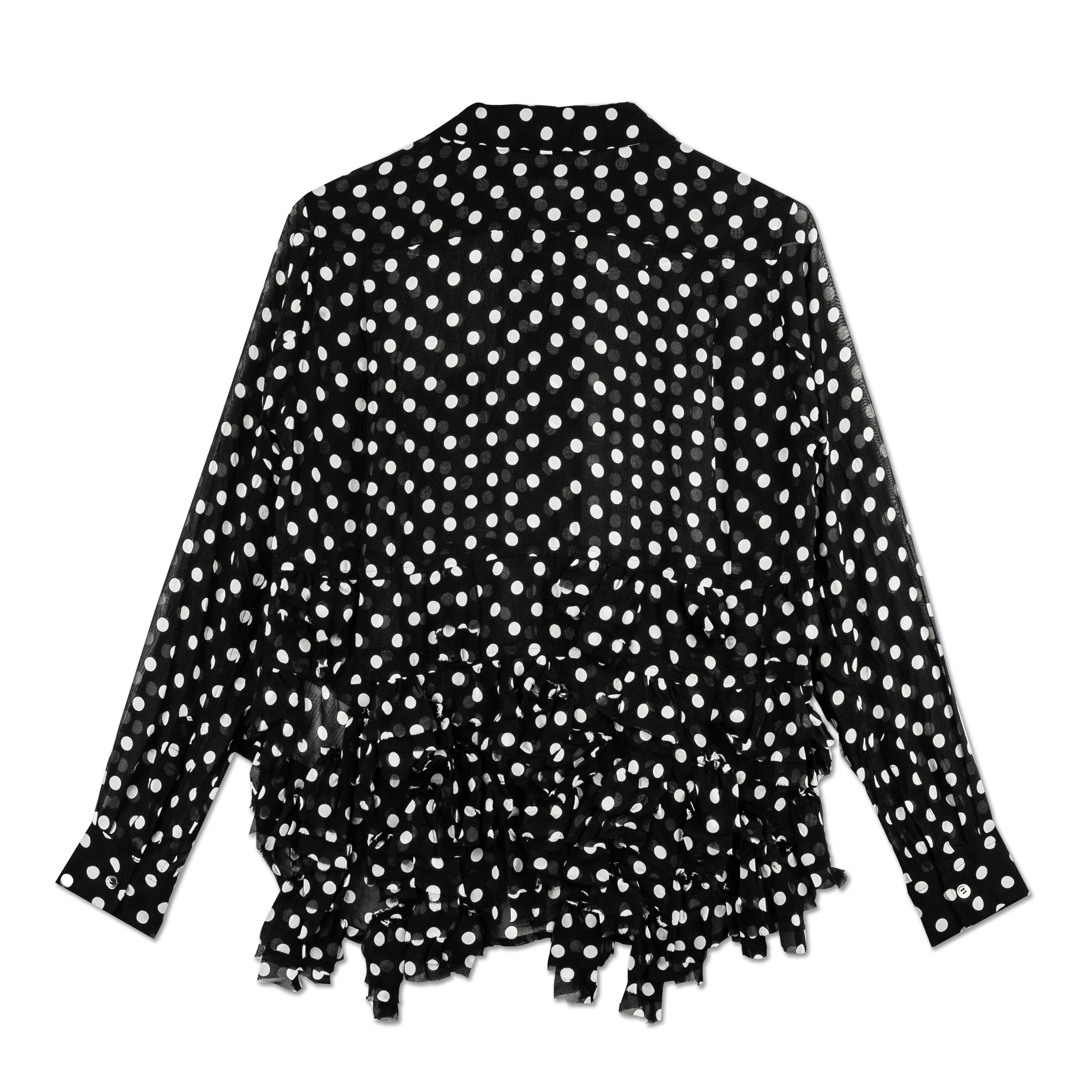 Georgette Polka Dot Frilly Hem Blouse - Image 2