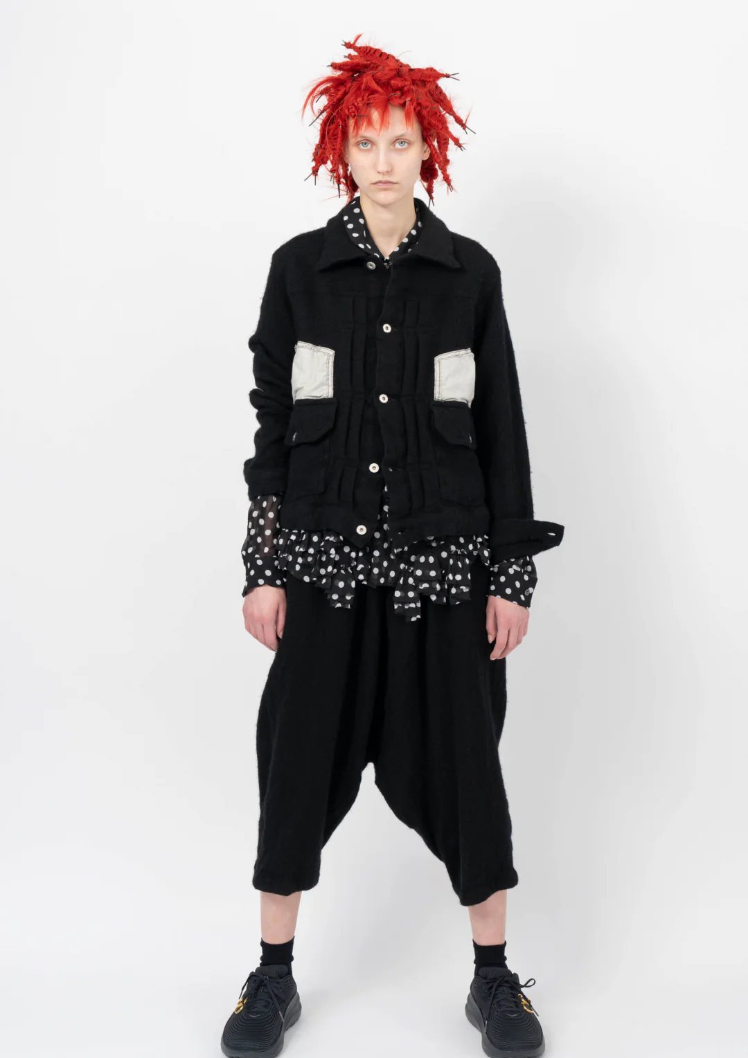 Georgette Polka Dot Frilly Hem Blouse - Image 3