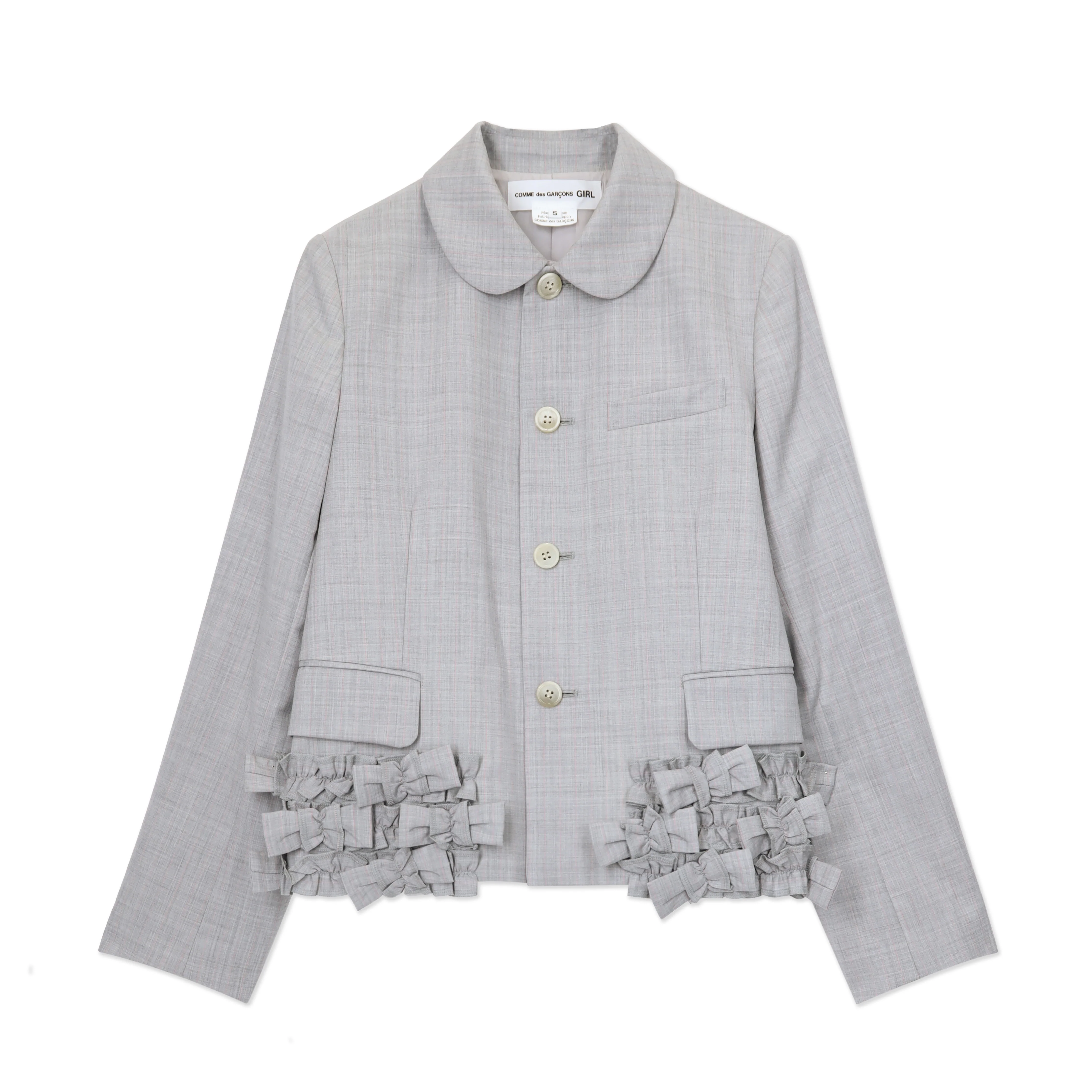 Grey/Pink Peter Pan Bow Hem Jacket