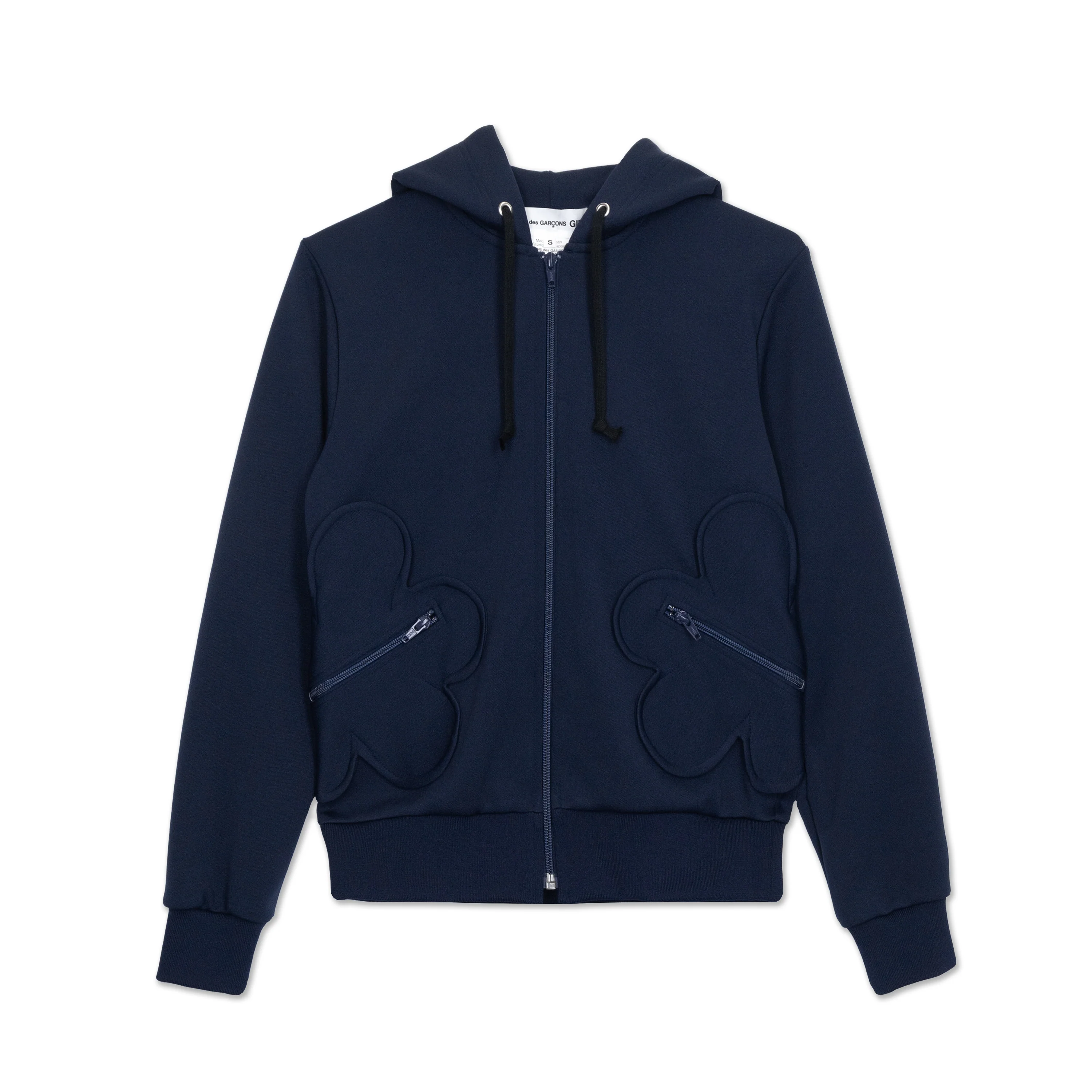 Navy Flower Pocket Zip Sweatshirt