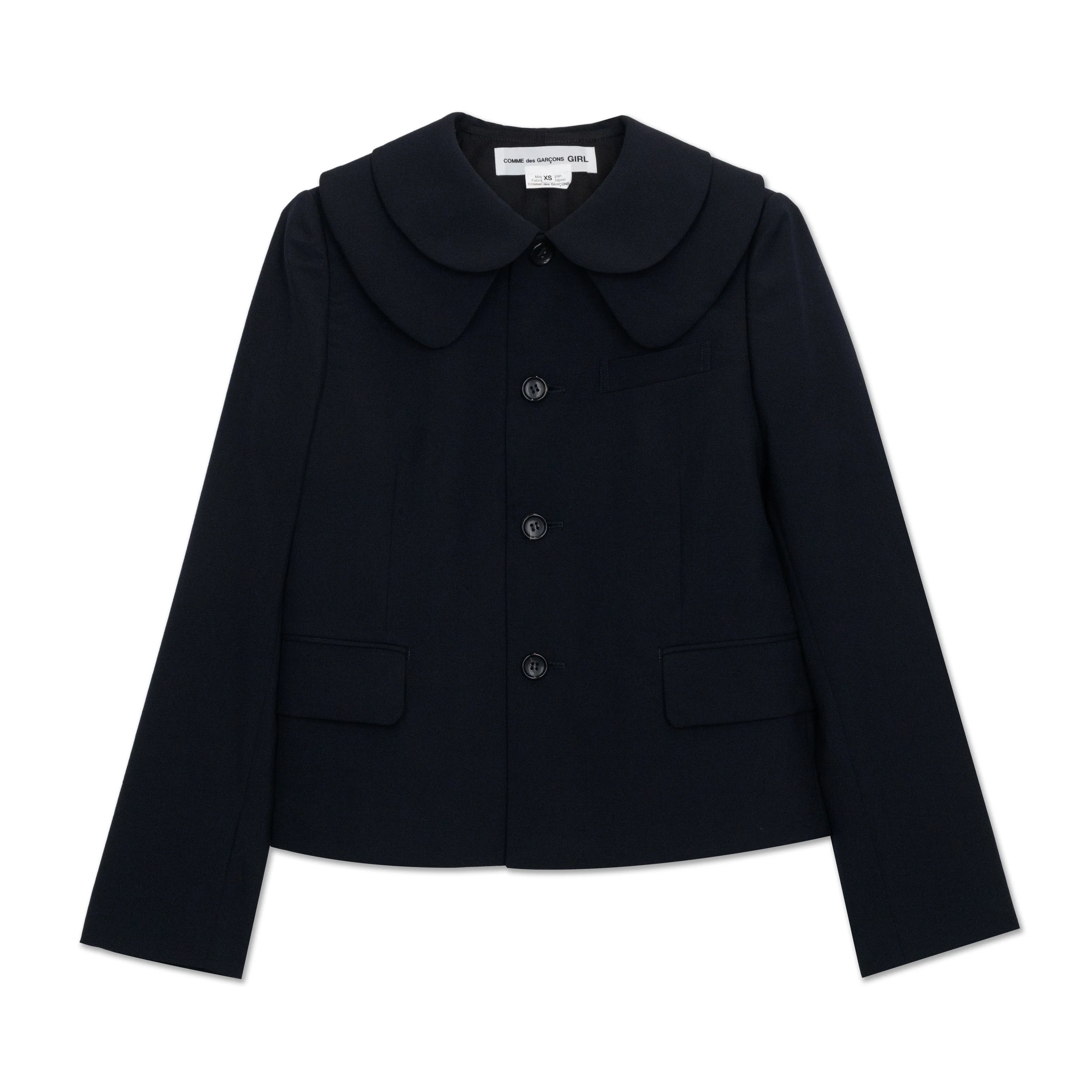 Navy Gabardine Double Collar Jacket