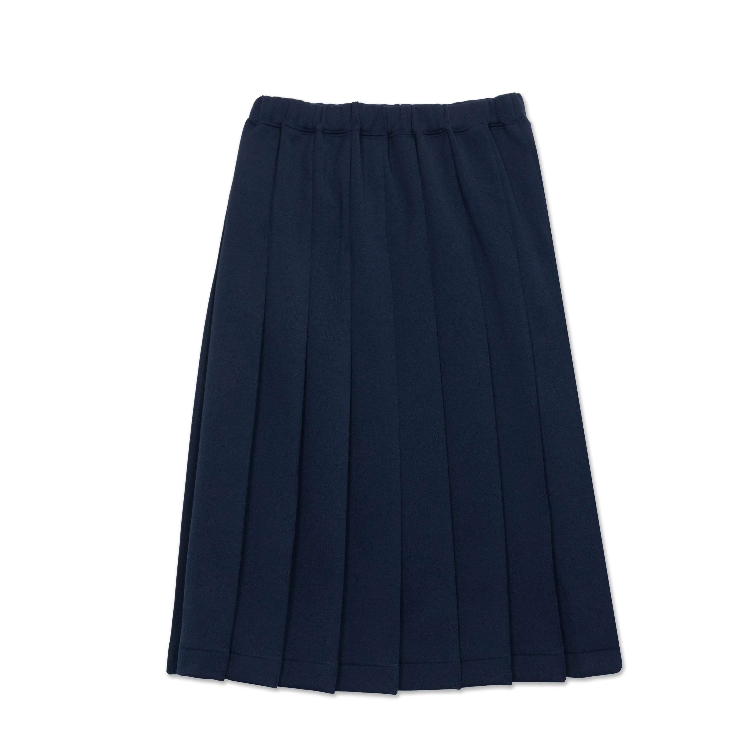 Navy Polyester Jersey Pleated Skirt