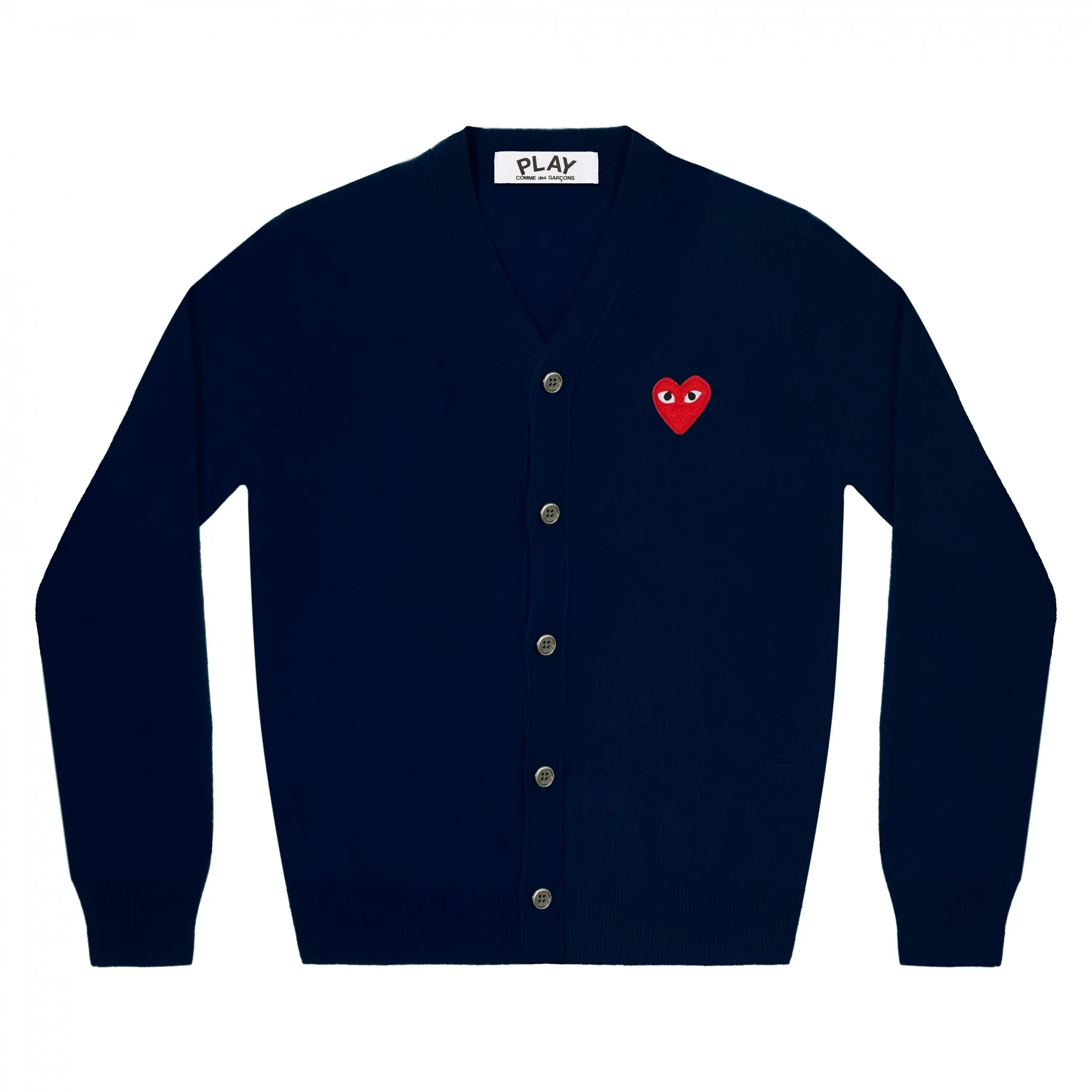 PLAY V-Neck Cardigan Red Emblem Navy