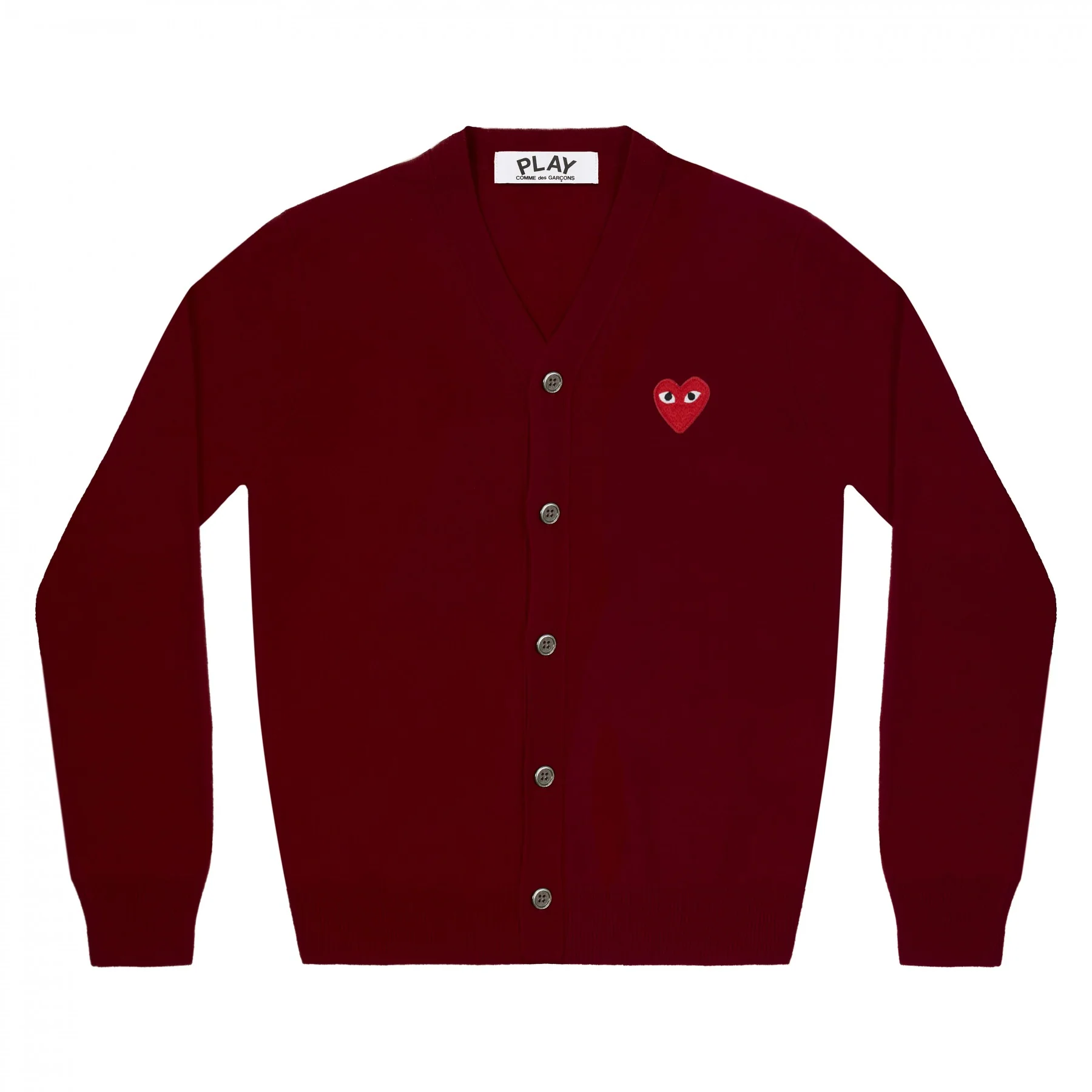 PLAY V-Neck Cardigan Red Emblem Burgundy