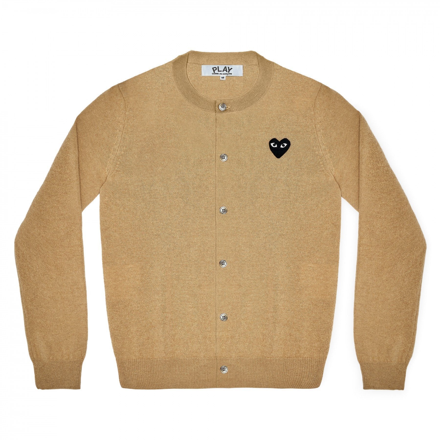 PLAY Round Neck Cardigan Black Emblem (Beige)