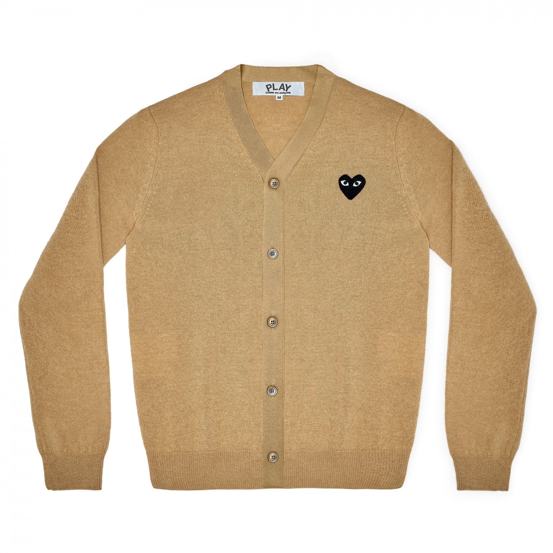 PLAY V-Neck Cardigan Black Emblem (Beige)