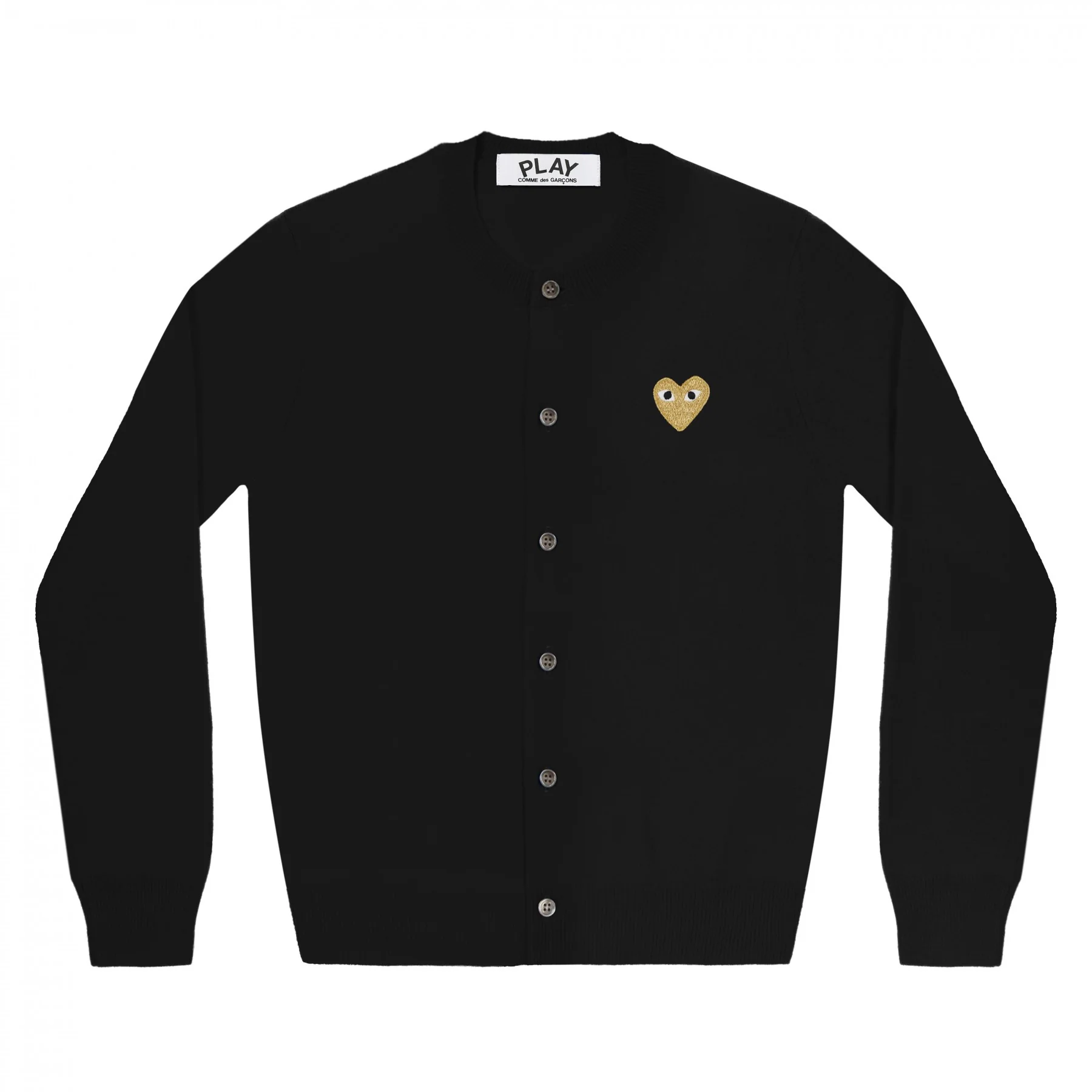 PLAY Round Neck Cardigan Gold Emblem (Black)