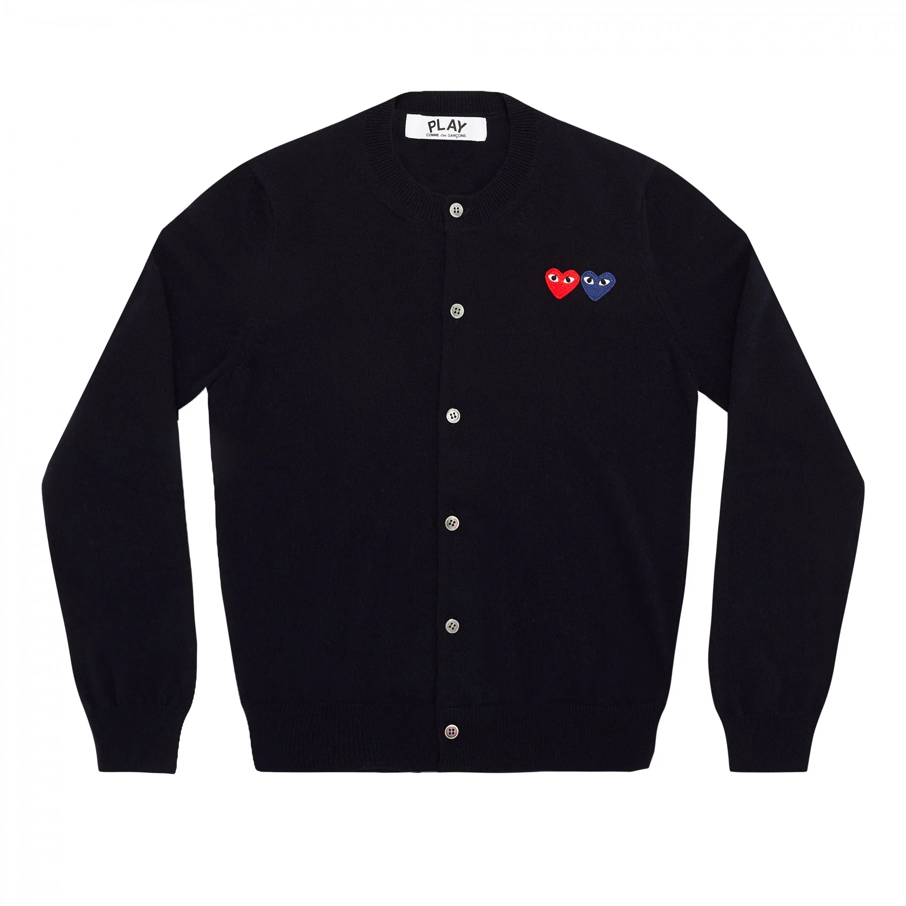 PLAY Round Neck Cardigan with Double Emblems Navy
