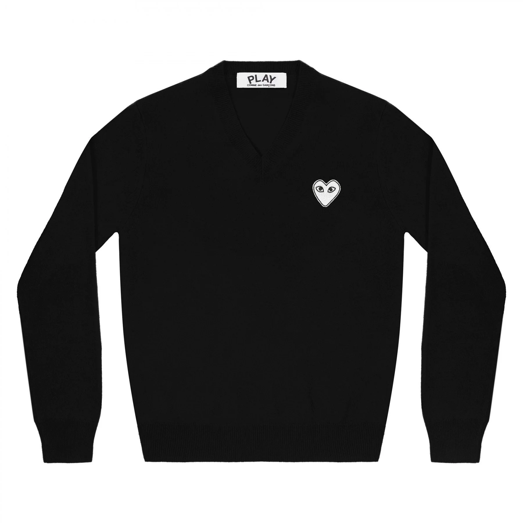 PLAY V-Neck Pullover White Heart (Black)