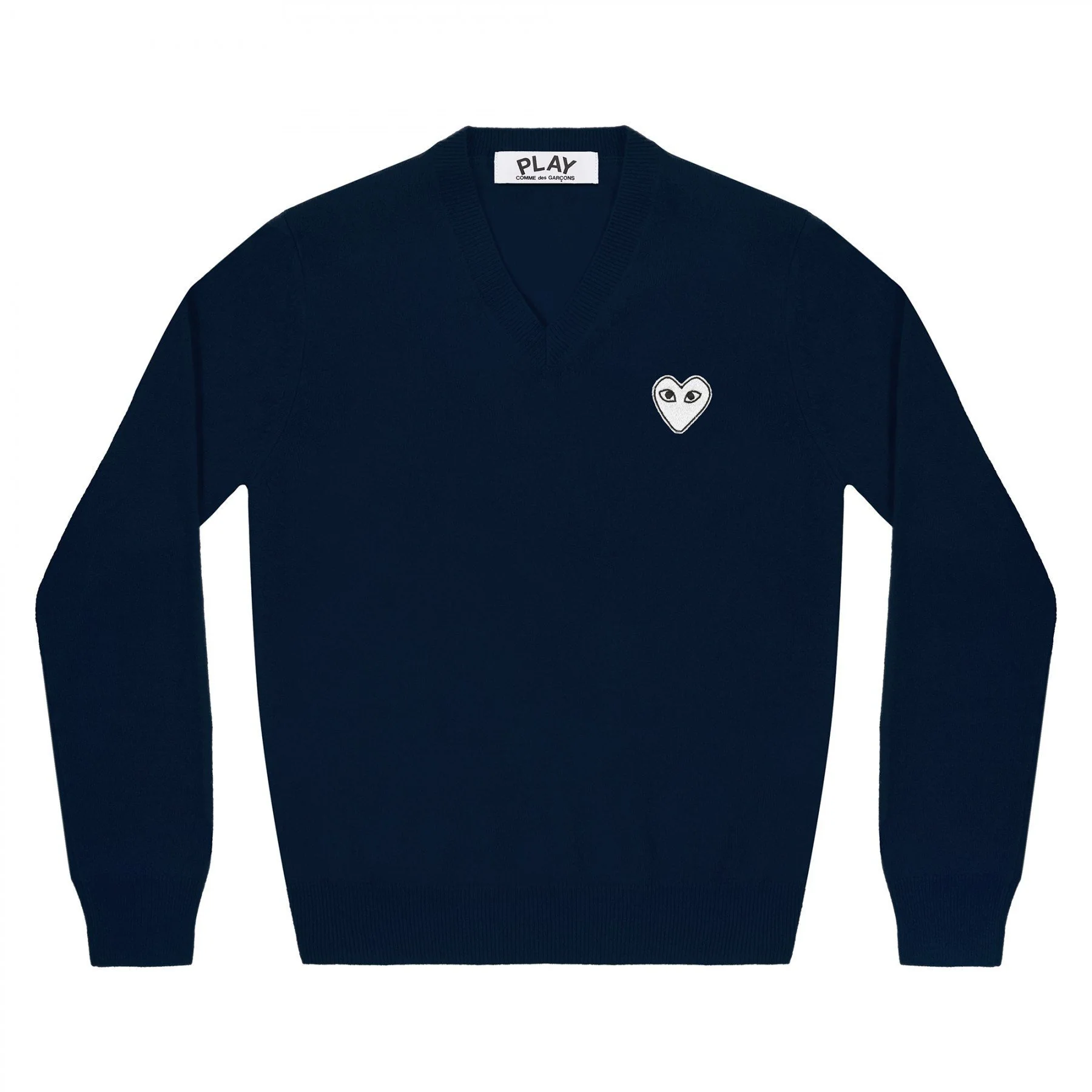 PLAY V-Neck Pullover White Heart (Navy)