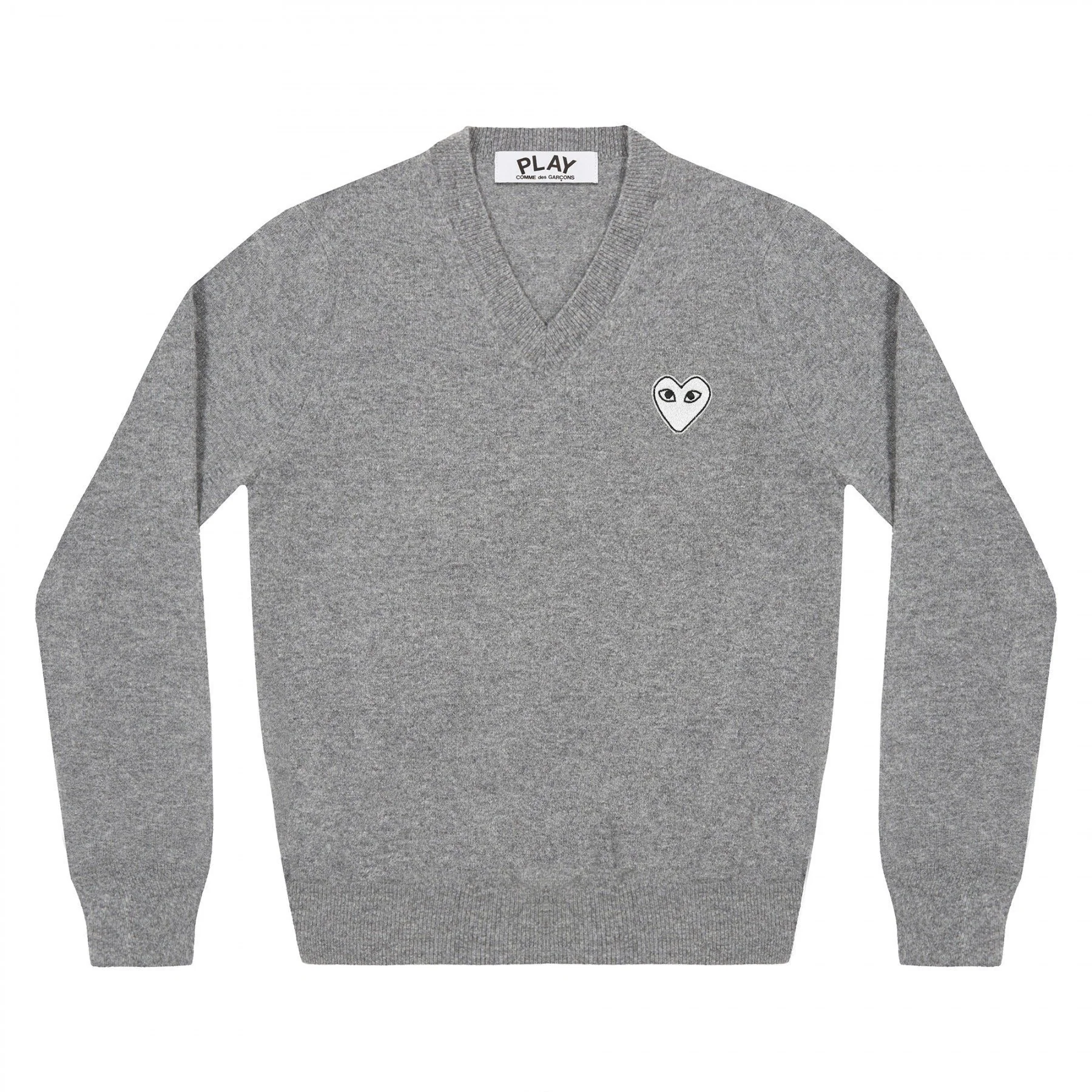 PLAY V Neck Pullover White Heart Natural Series (Light Grey)