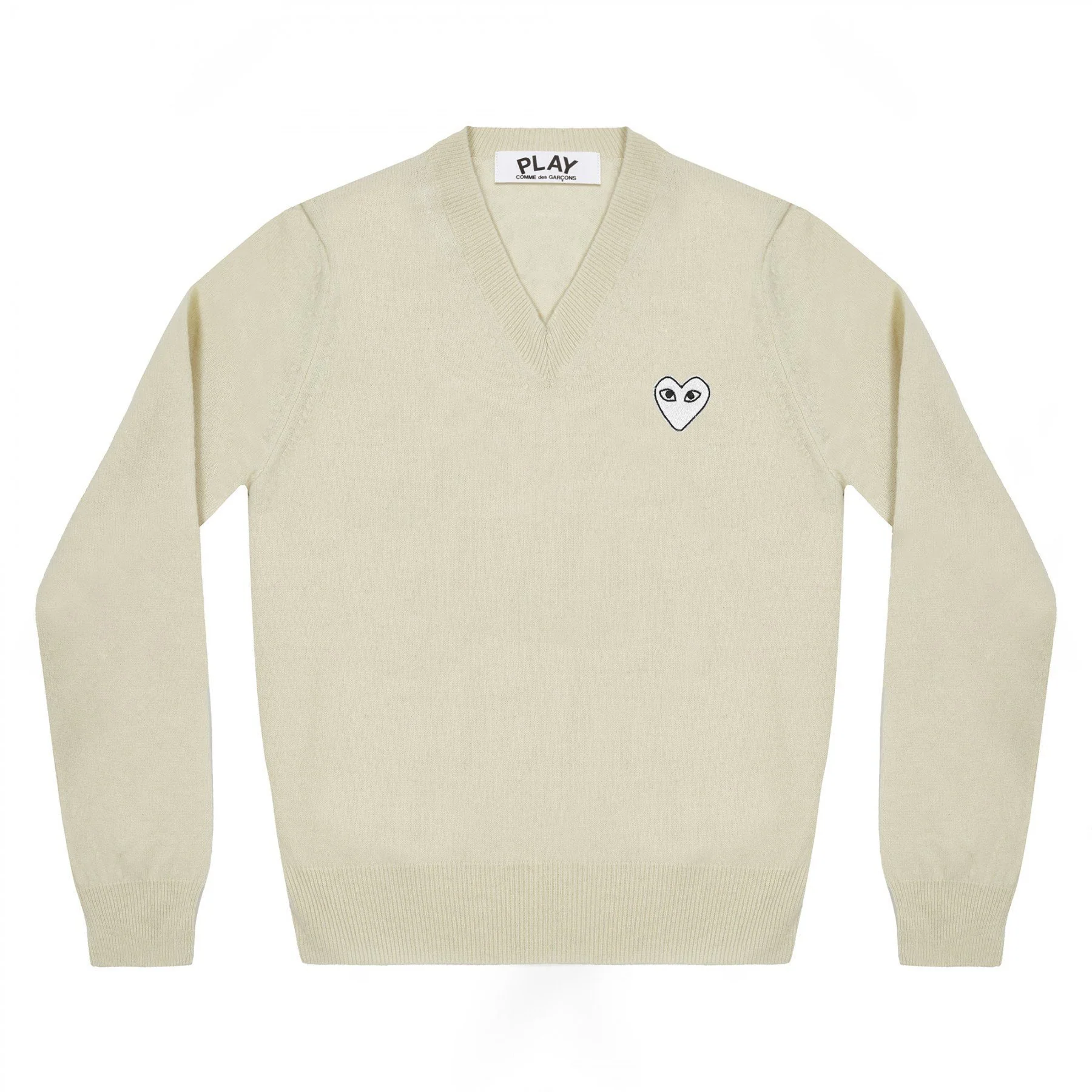 PLAY V Neck Pullover White Heart Natural Series (Off White)