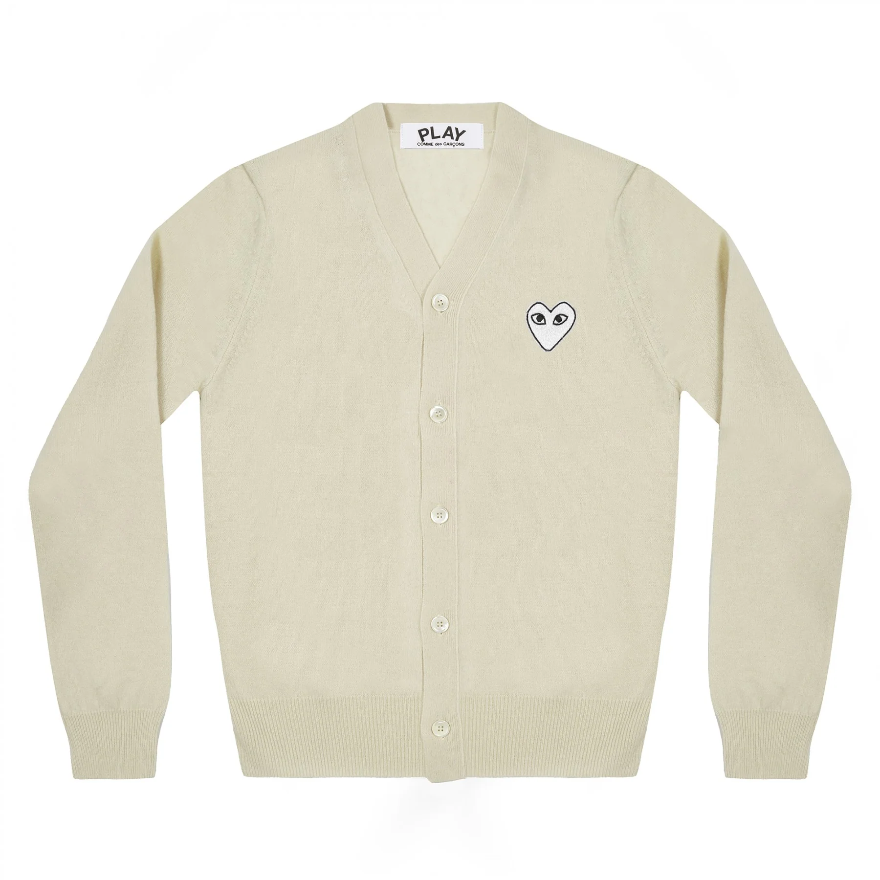 PLAY V-Neck Cardigan White Heart Natural Series Off White