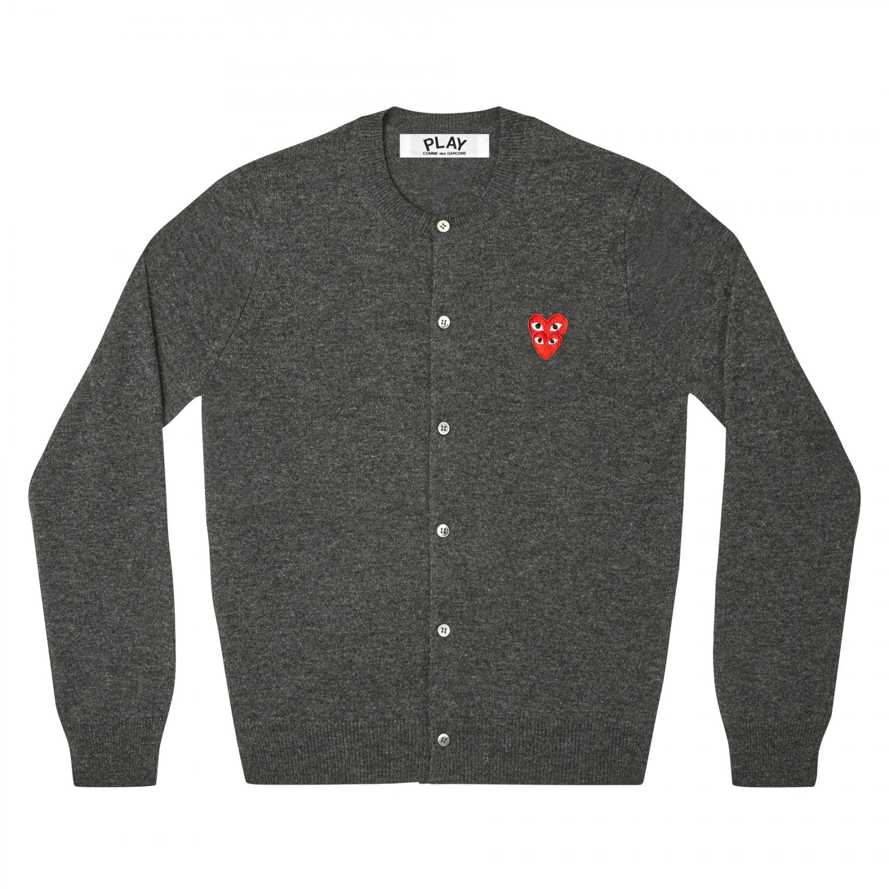 PLAY Women's Cardigan with Red Family Heart (Grey)
