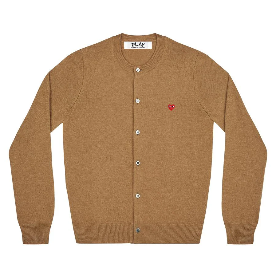 PLAY Women's Cardigan with Small Red Heart (Brown)