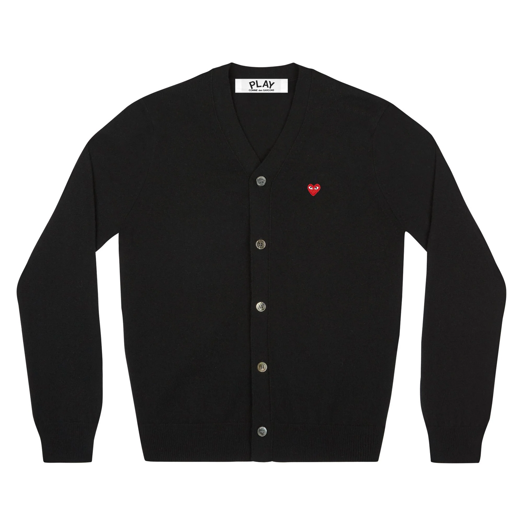 PLAY V-Neck Cardigan with Small Red Heart Black