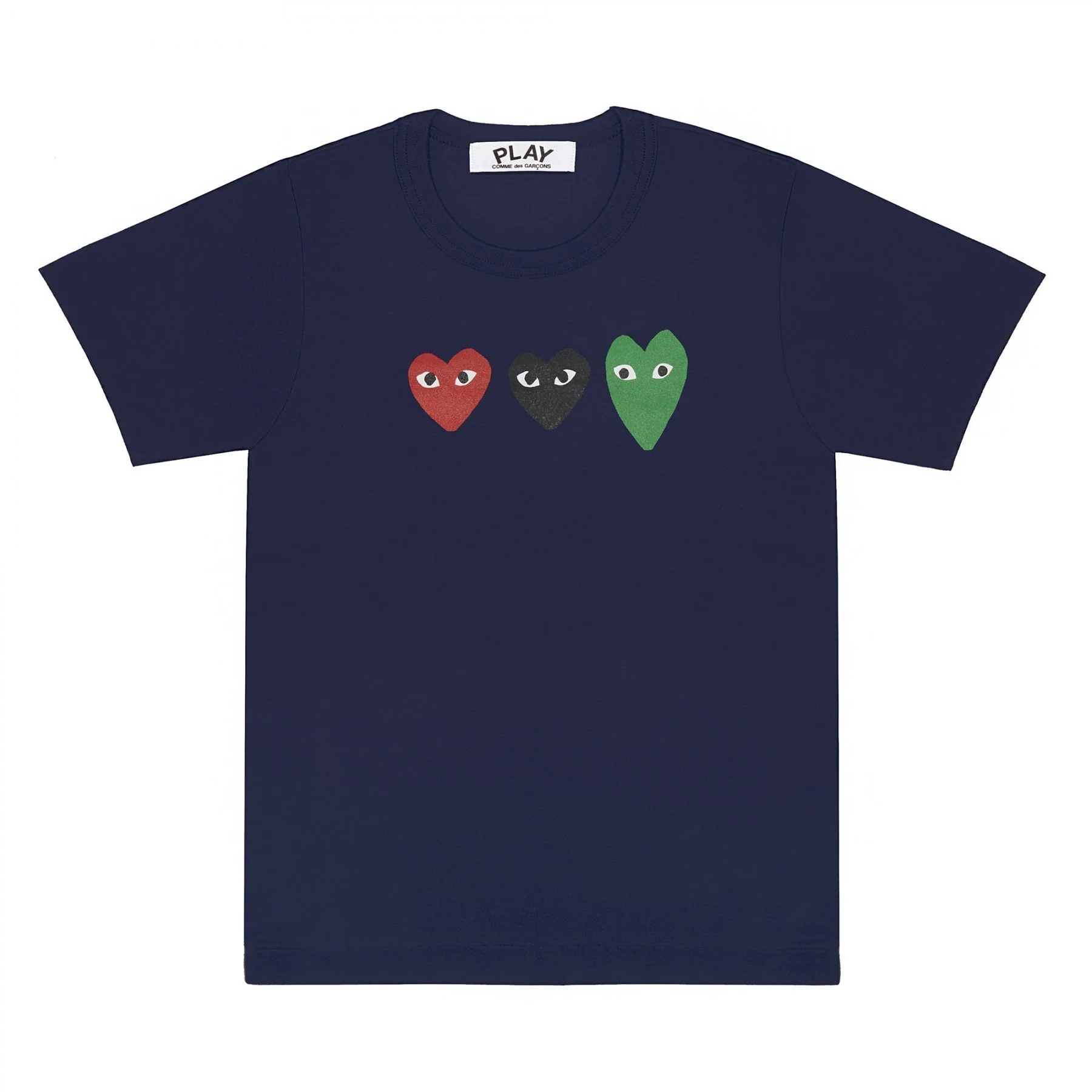 PLAY T-Shirt With Red/Green/Black Hearts