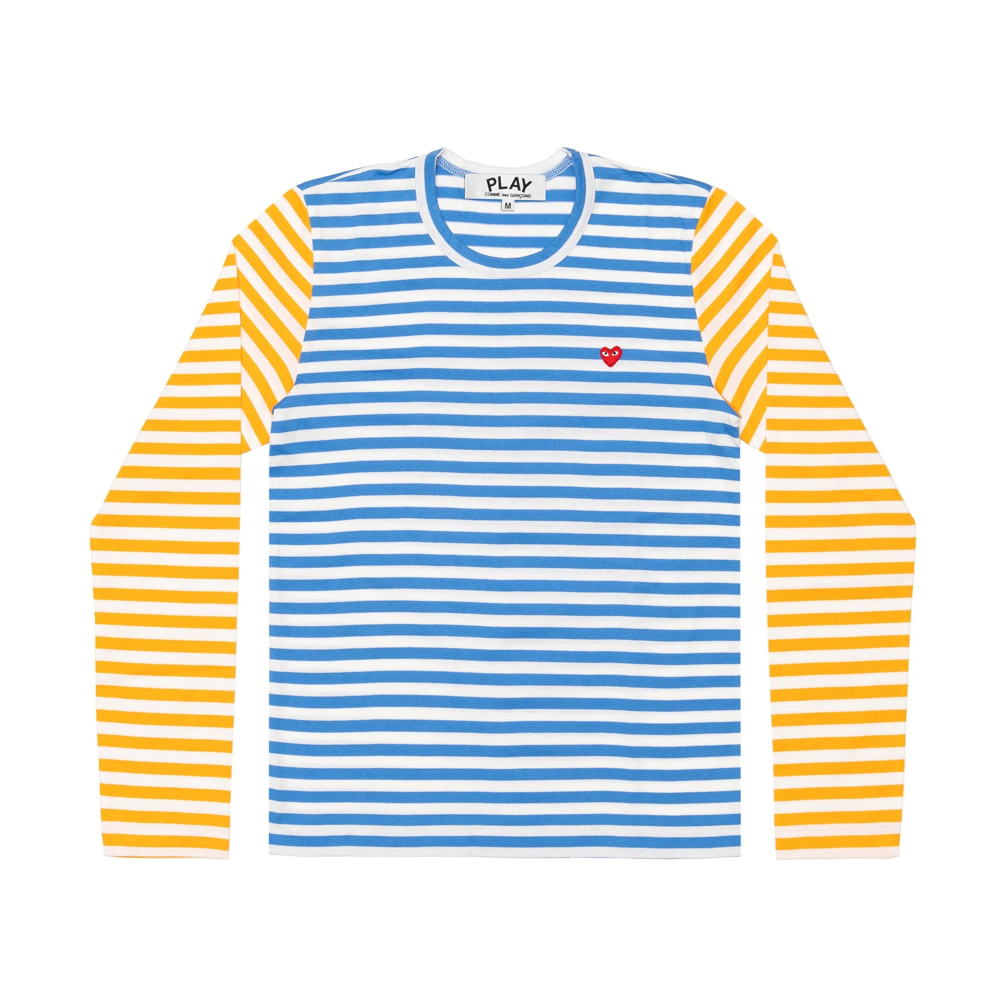 PLAY L/S BI-Colour Striped Small Emblem T-Shirt (Blue/ Yellow)