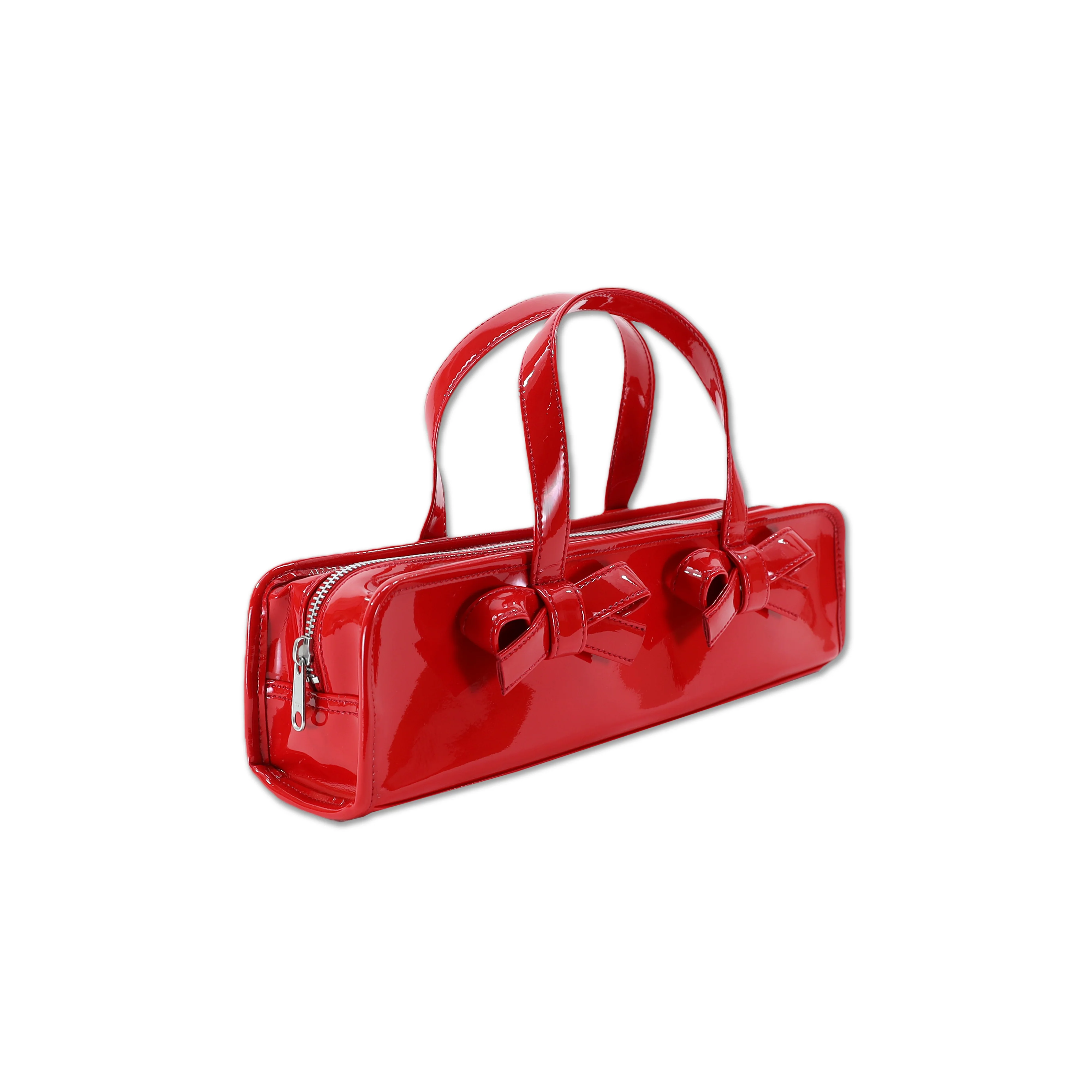 Patent Bow Flute Bag Red - Image 2