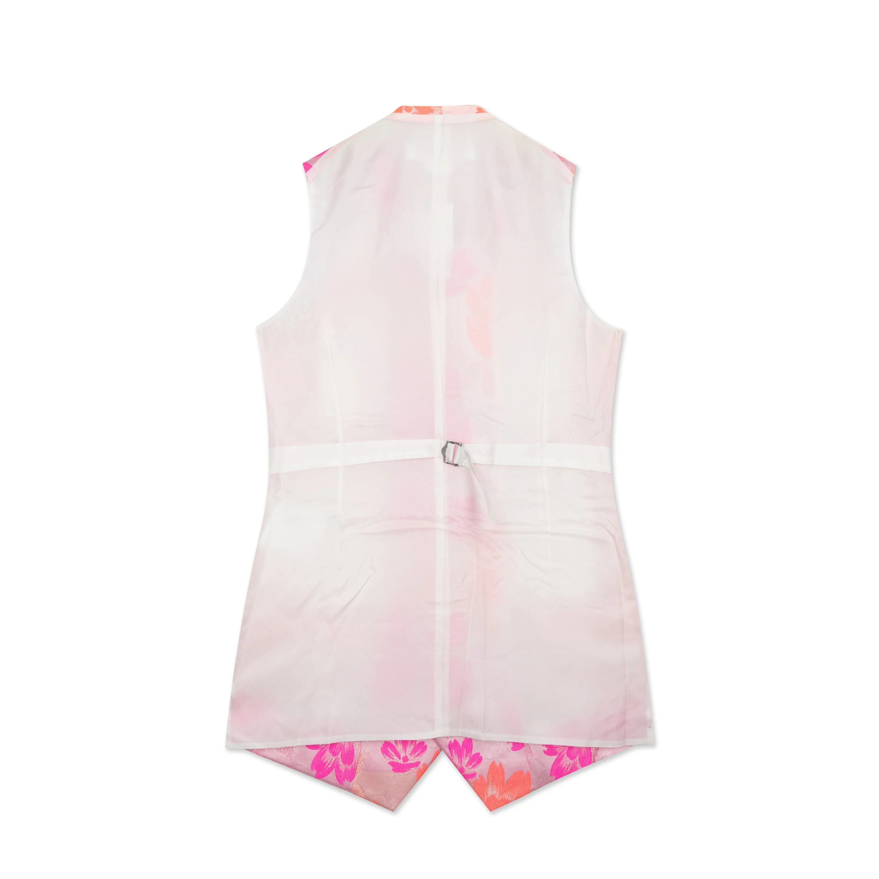 Pink Jacquard Floral Long Vest - Image 2