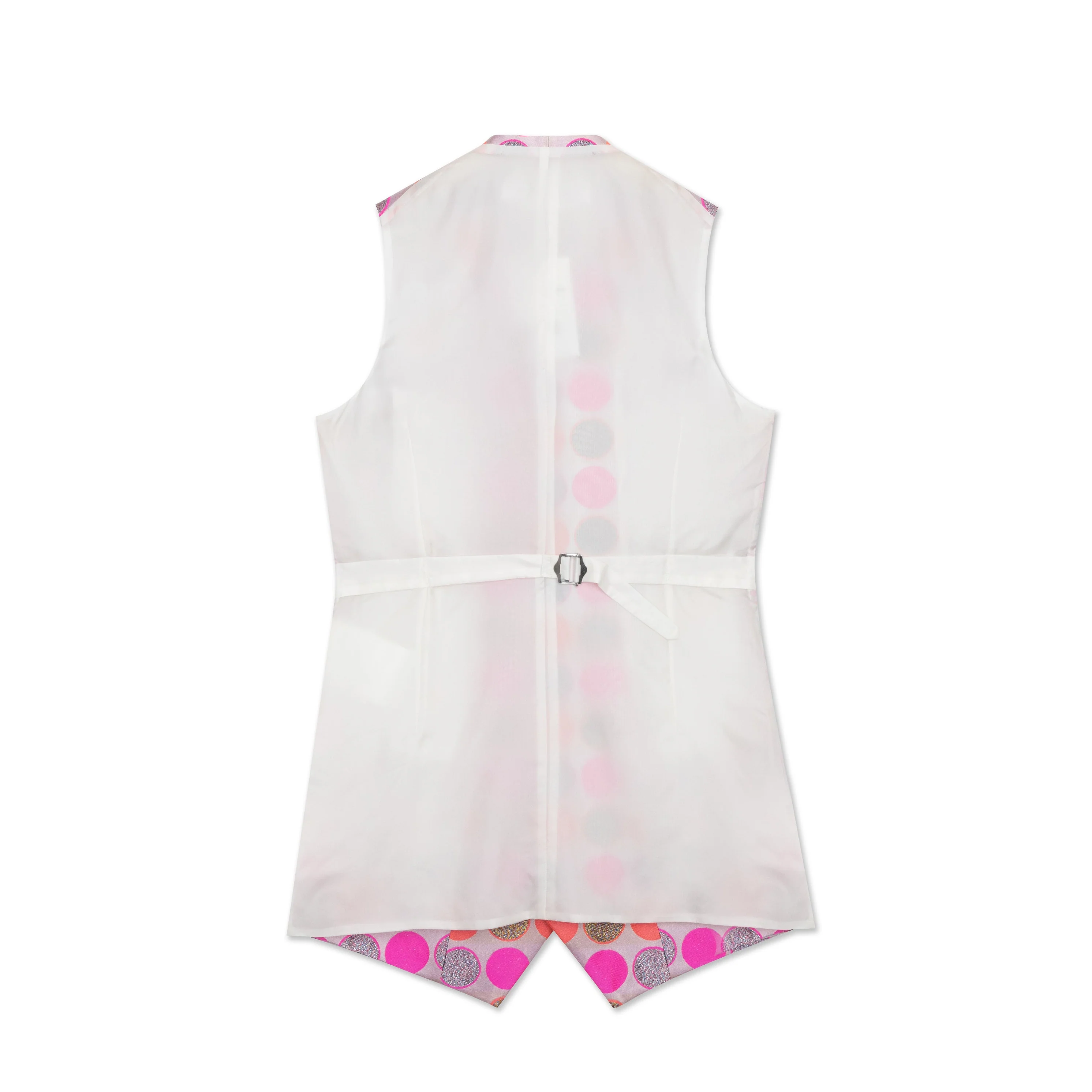 Pink Jacquard Polka Dot Long Vest - Image 2