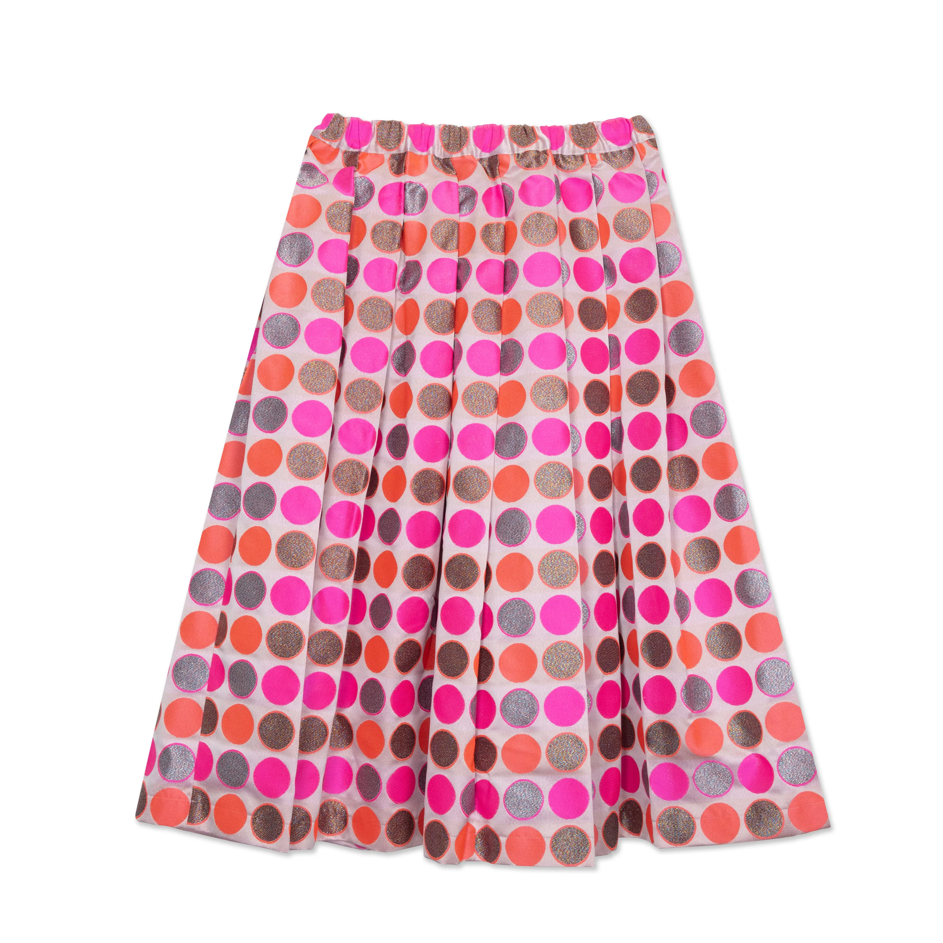 Pink Jacquard Polka Dot Skirt