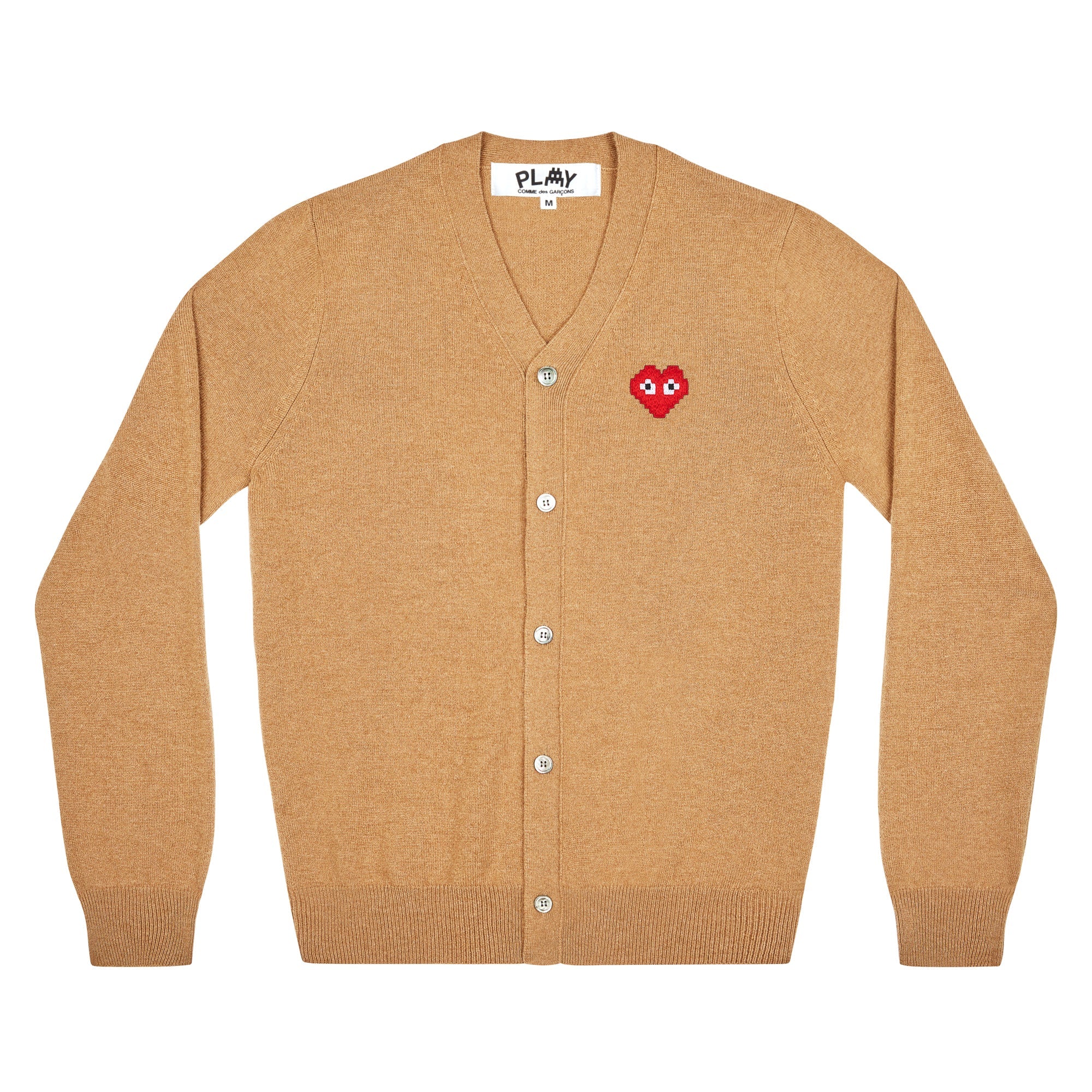 PLAY V-Neck Cardigan Invader Emblem (Beige)