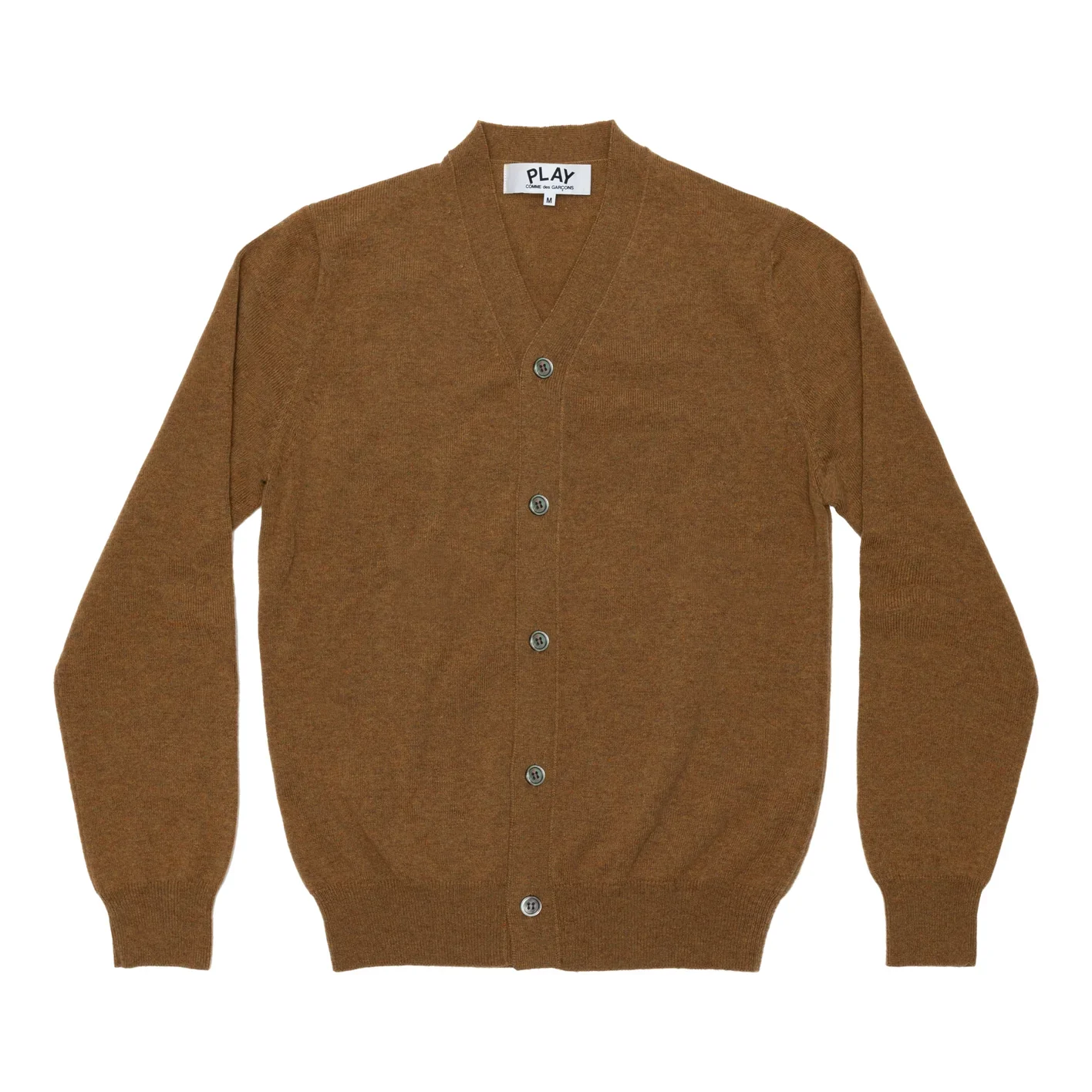 PLAY V-Neck Cardigan Pastel Series Sleeve Heart (Camel)