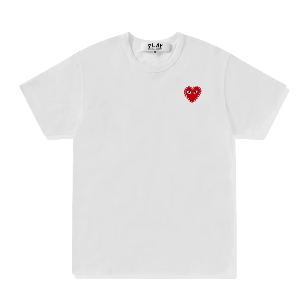 PLAY Rhinestone Emblem Red Heart T-Shirt