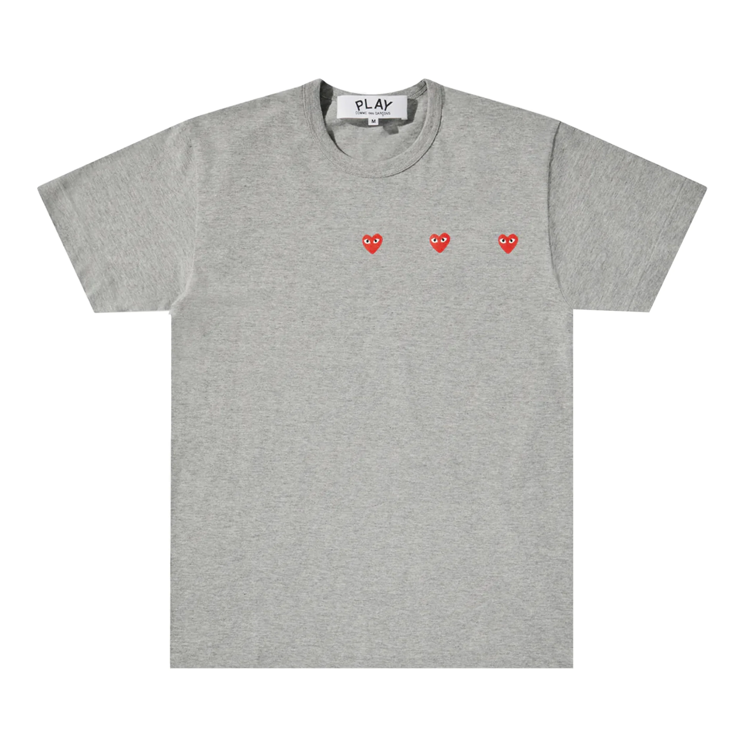 PLAY Horizontal Three Heart Logo T-Shirt (Grey)