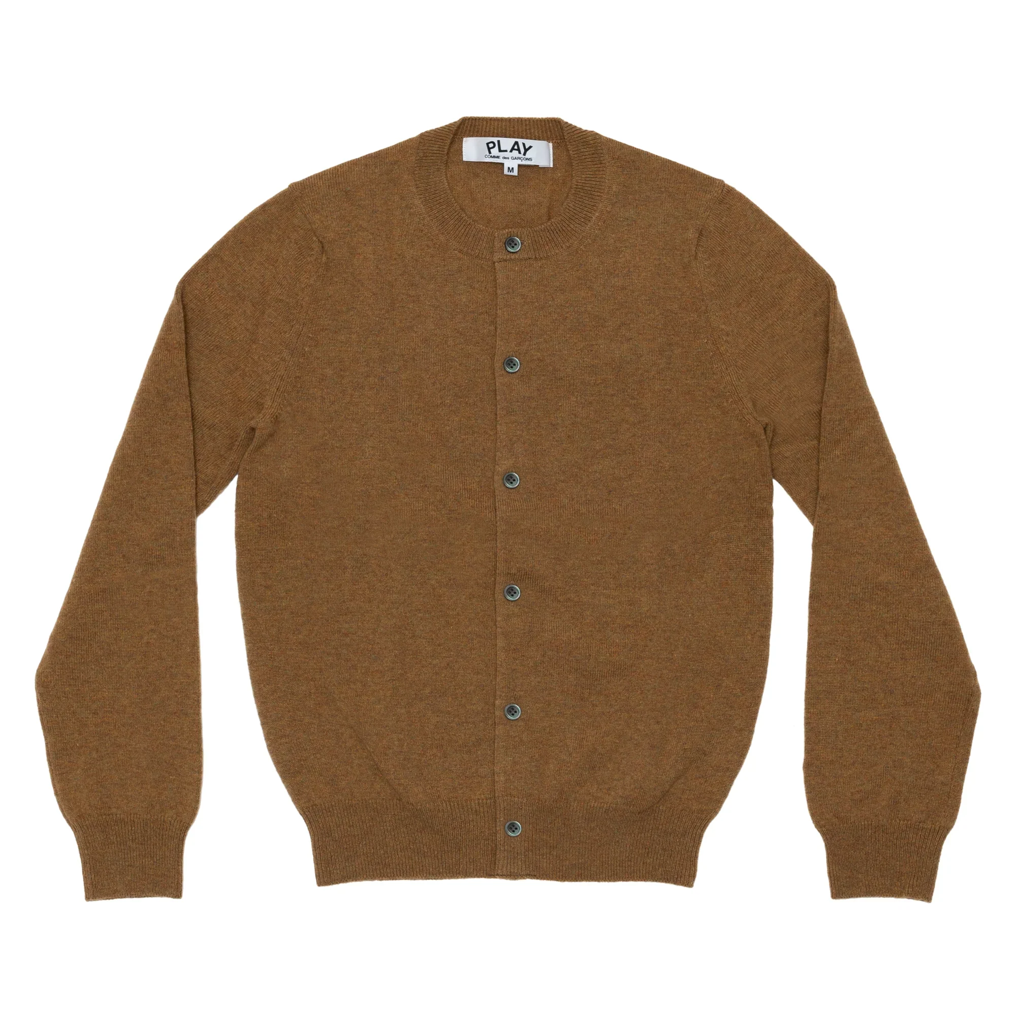 PLAY Round Neck Cardigan Pastel Series Sleeve Heart (Camel)