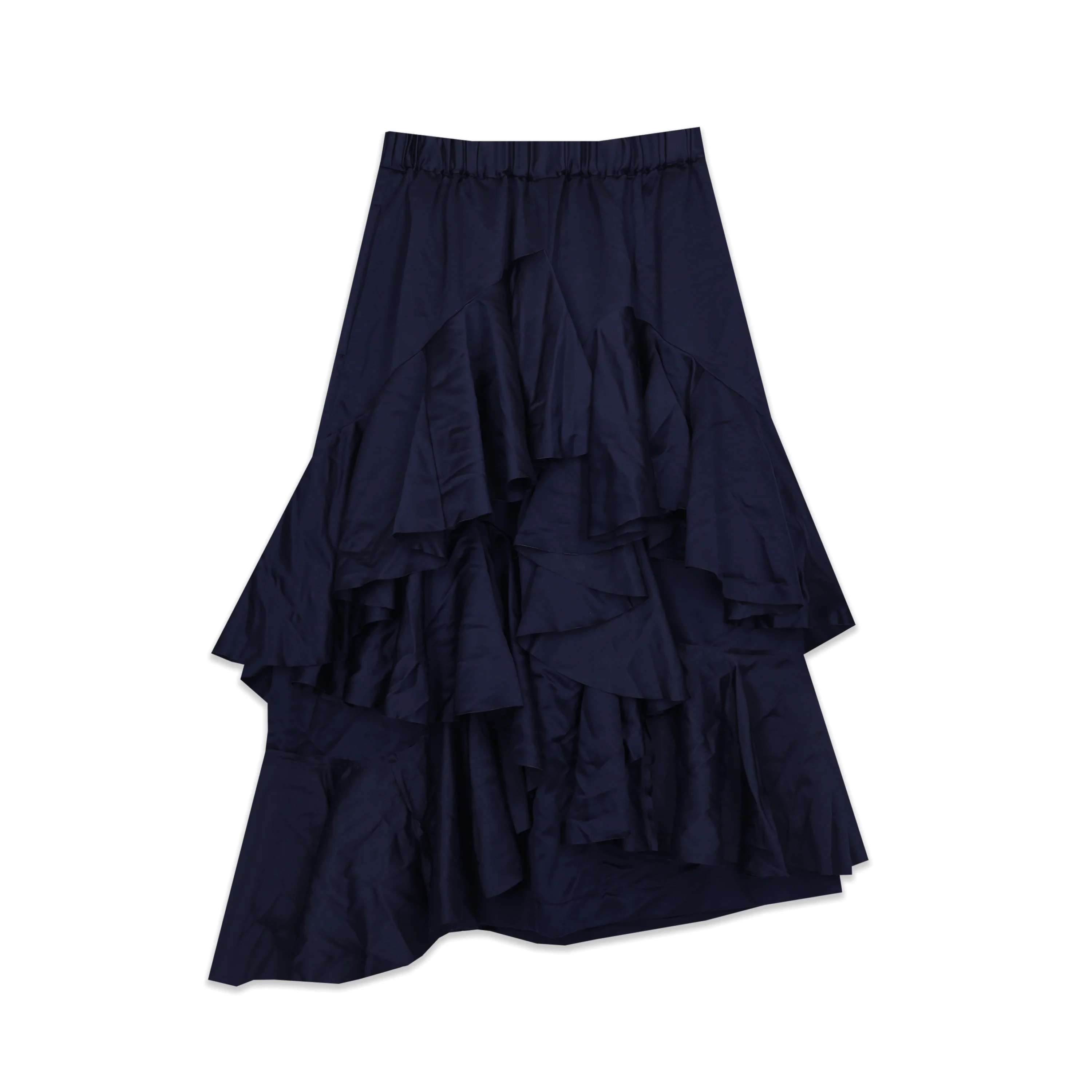 Polyester Tiered Ruffle Navy Skirt