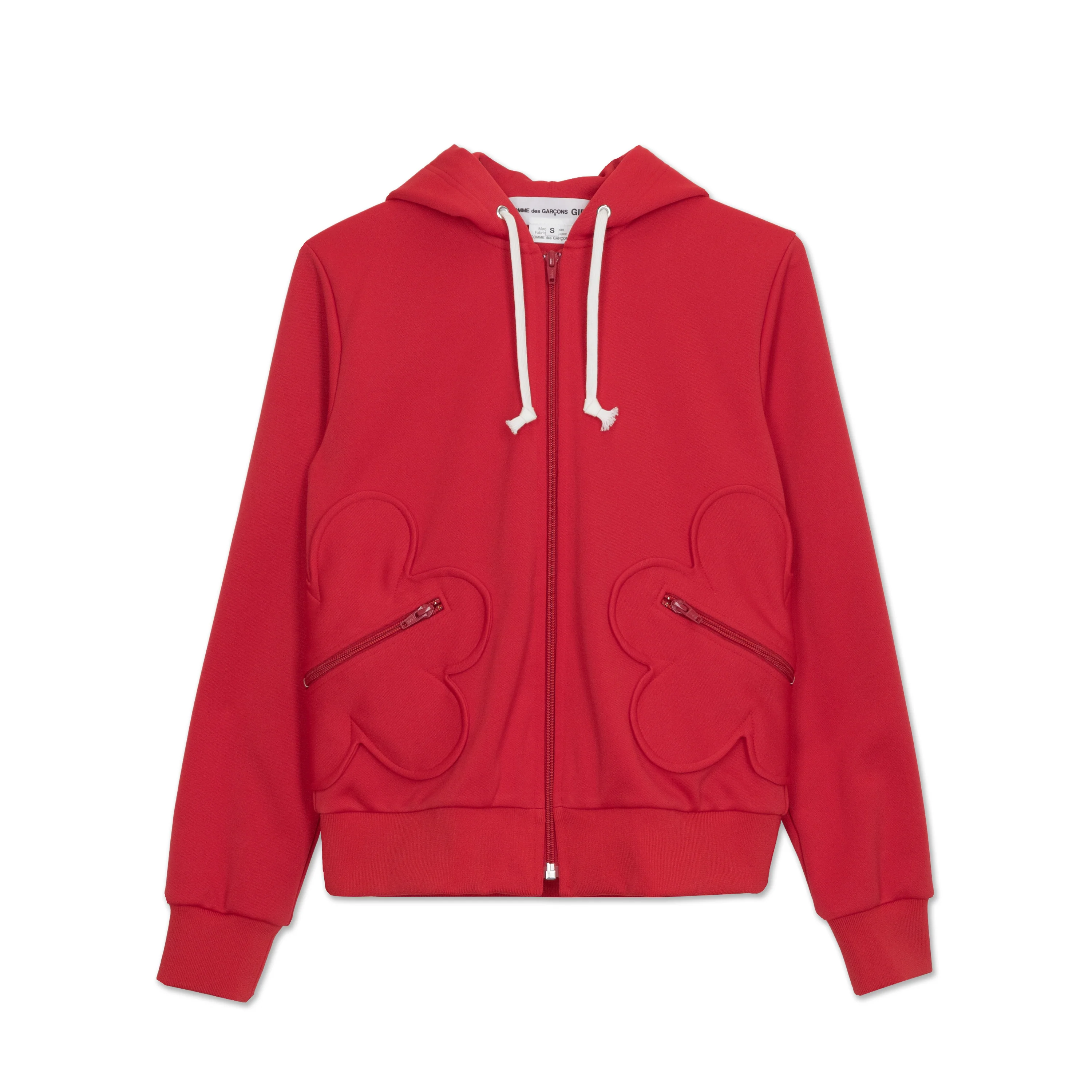 Red Flower Pocket Zip Sweatshirt