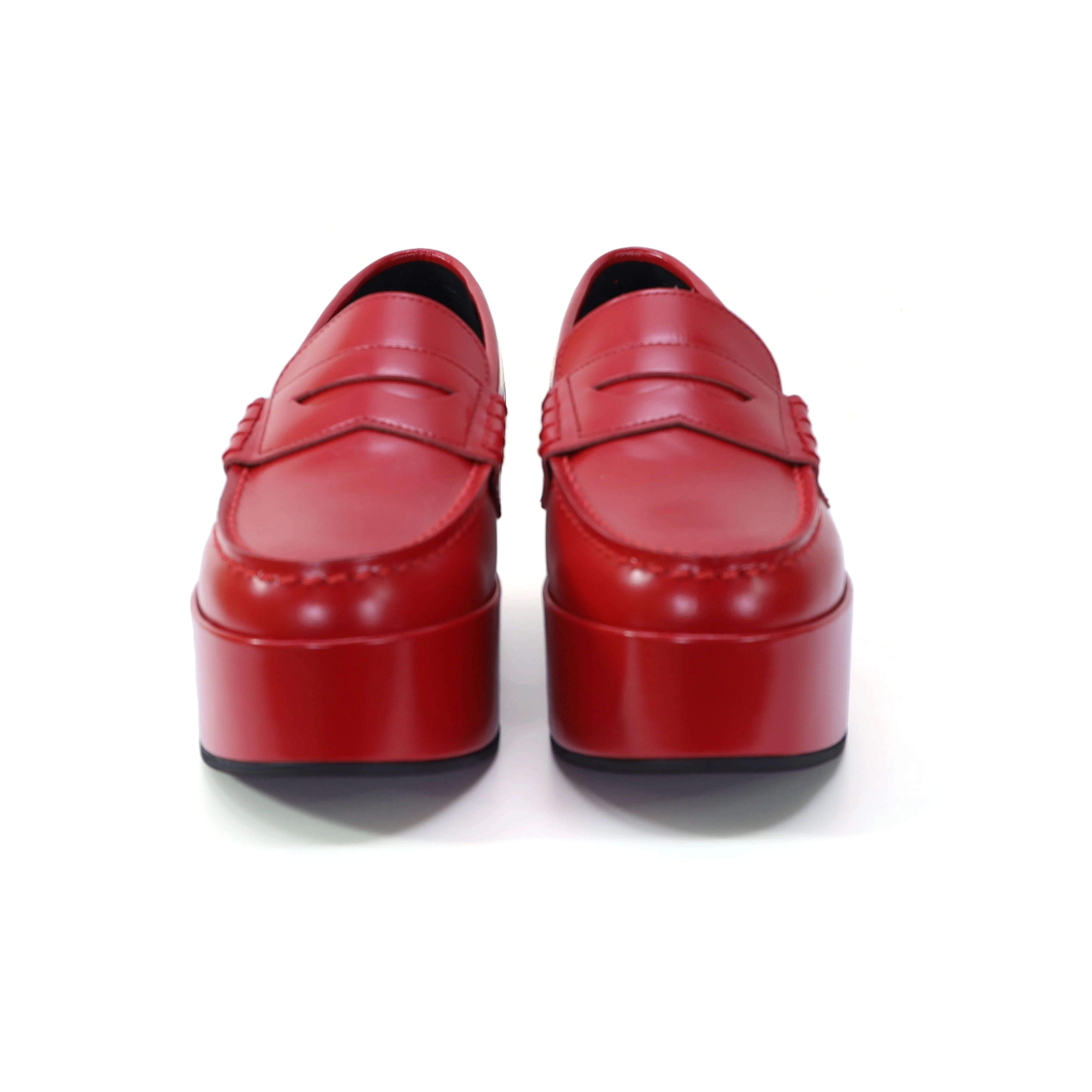 Platform Leather Loafer Red - Image 3