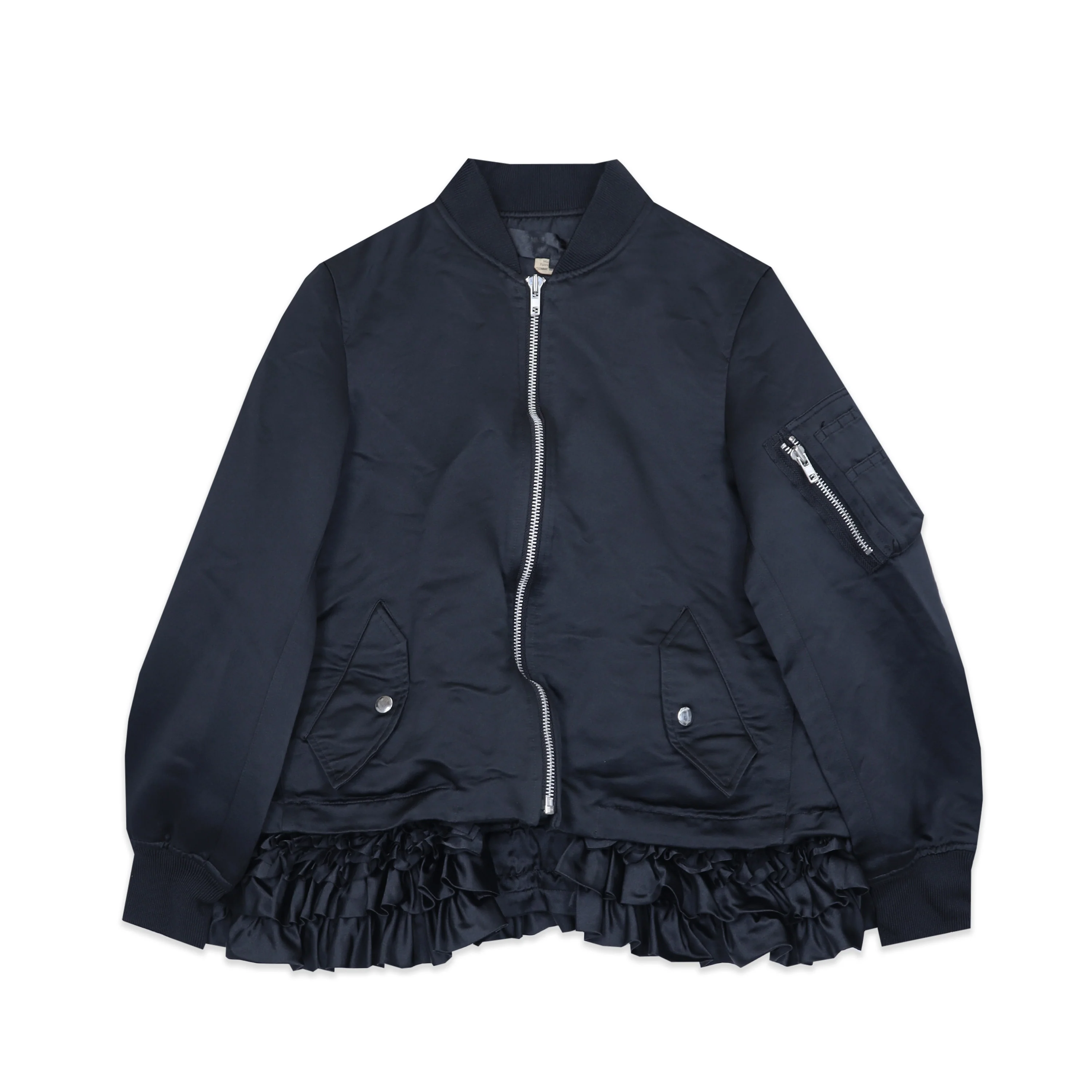 Satin Under Frill Bomber Jacket