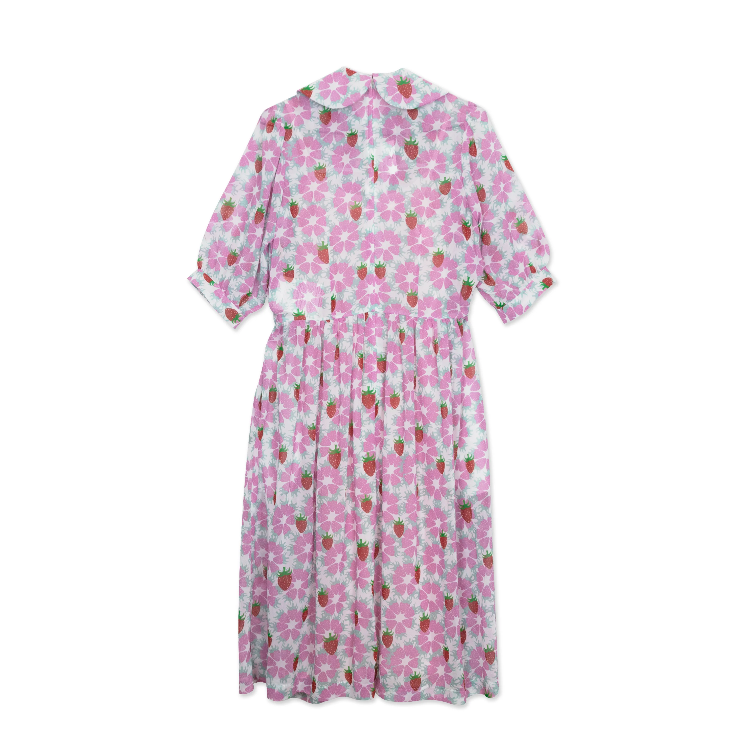 Strawberry Print Gathered Dress - Image 2