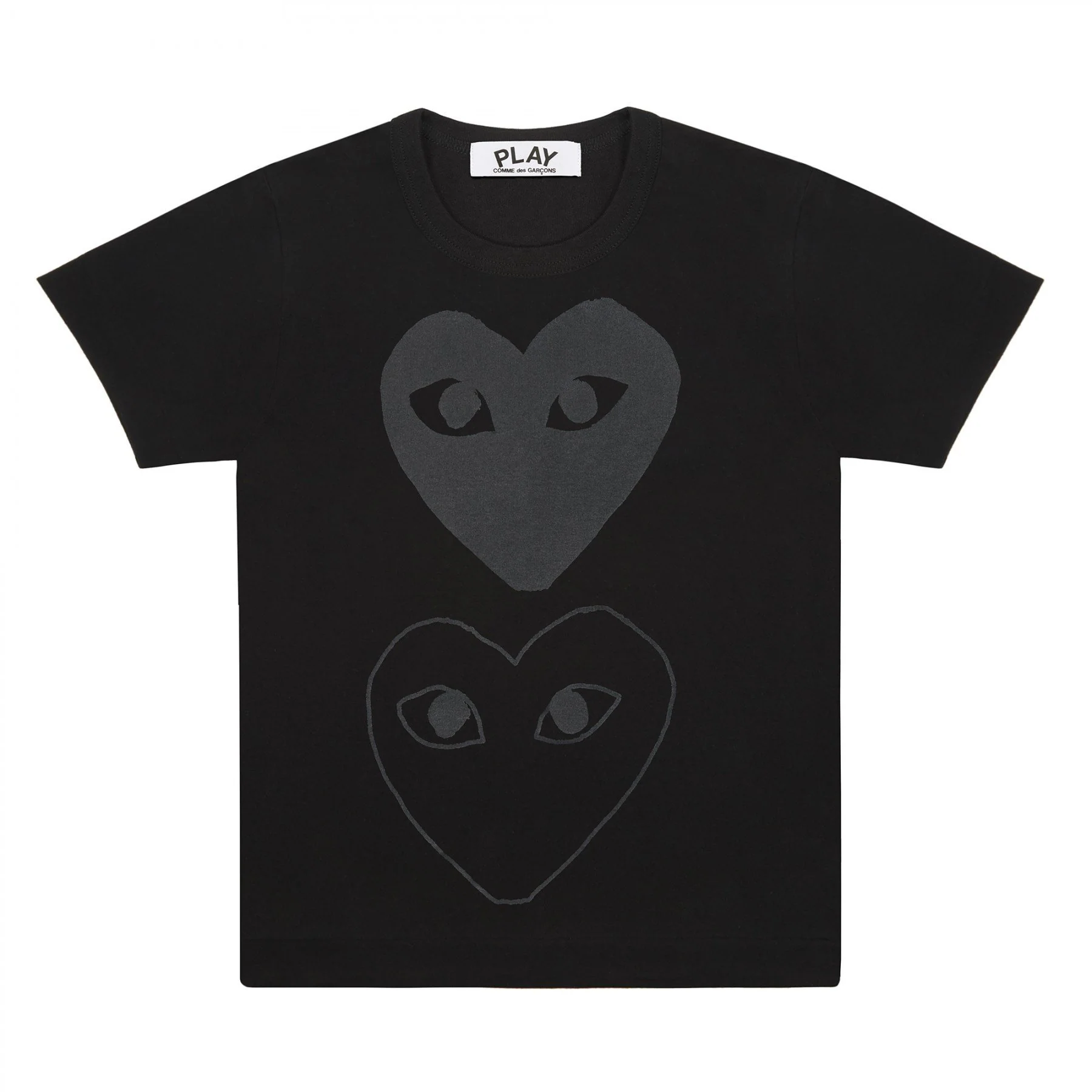 PLAY Black T-Shirt Black Double Heart Screenprint