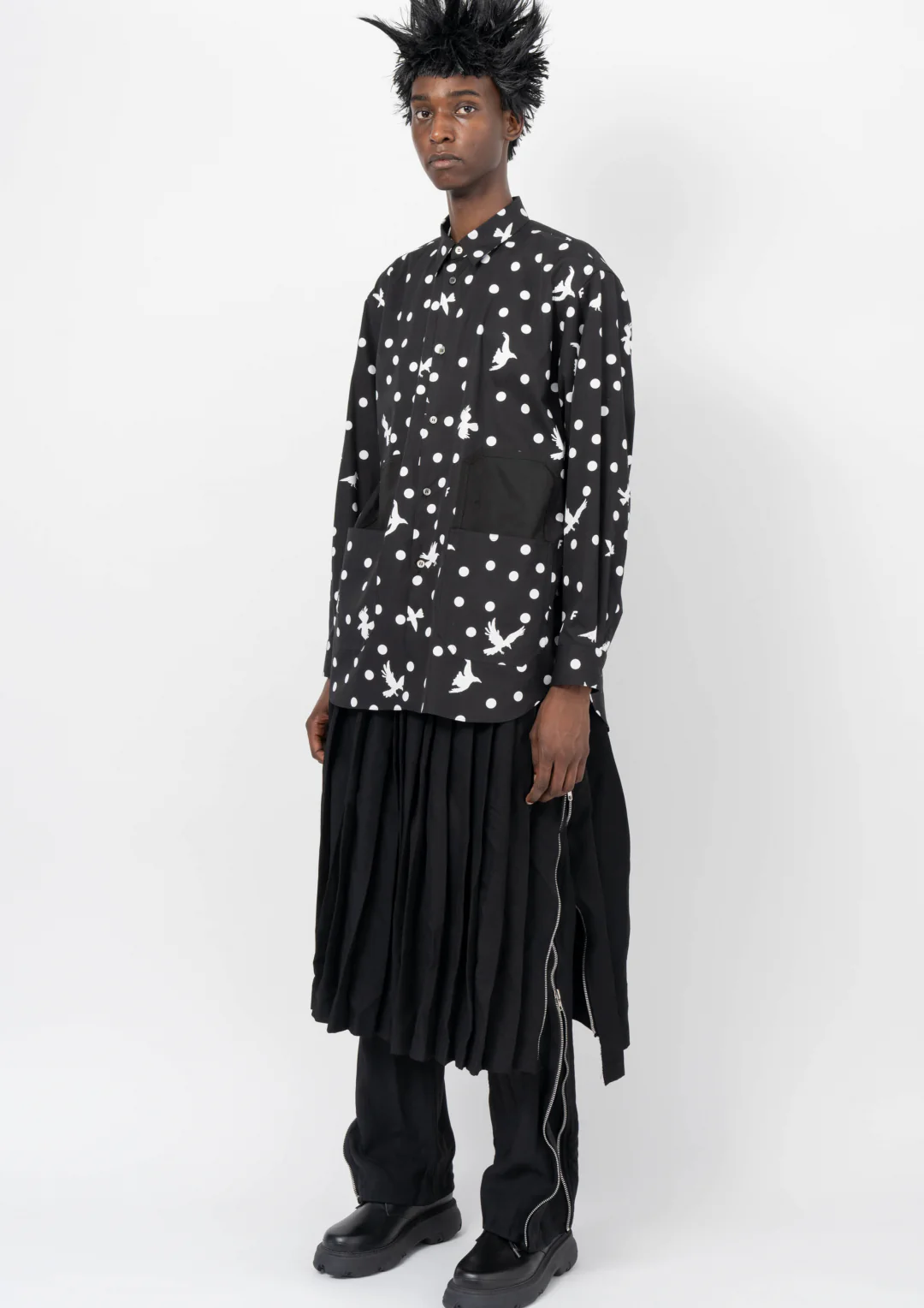Poly Twill Pleated Side Zip Skirt - Image 3