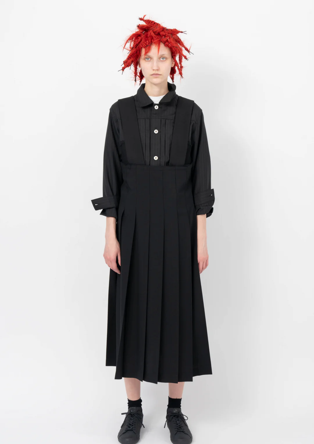 Tropical Wool Pleated High Pinafore - Image 2